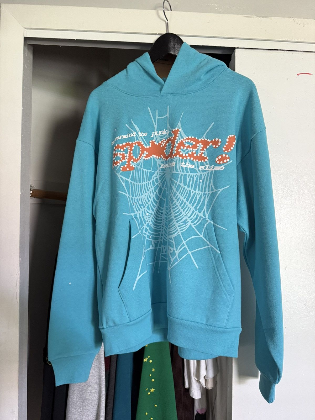Sp5der Spider v2 hoodie “Cyan” | Grailed