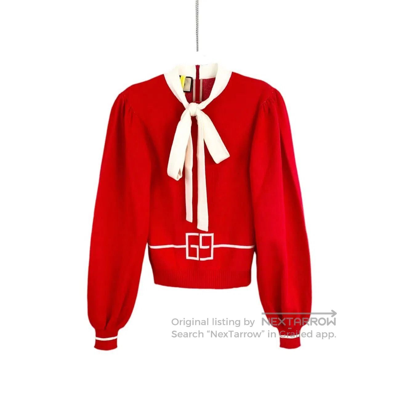 Gucci Guicci Double G puff sleeve bow sweater| Size S / US 4 / IT 40 - 1 Thumbnail