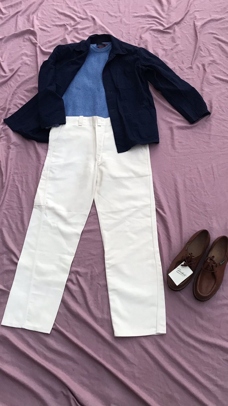 Other NAVY HERRINGBONE HBT HIGH QUALITY COTTON CHORE JACKET Size US M / EU 48-50 / 2 - 3 Thumbnail
