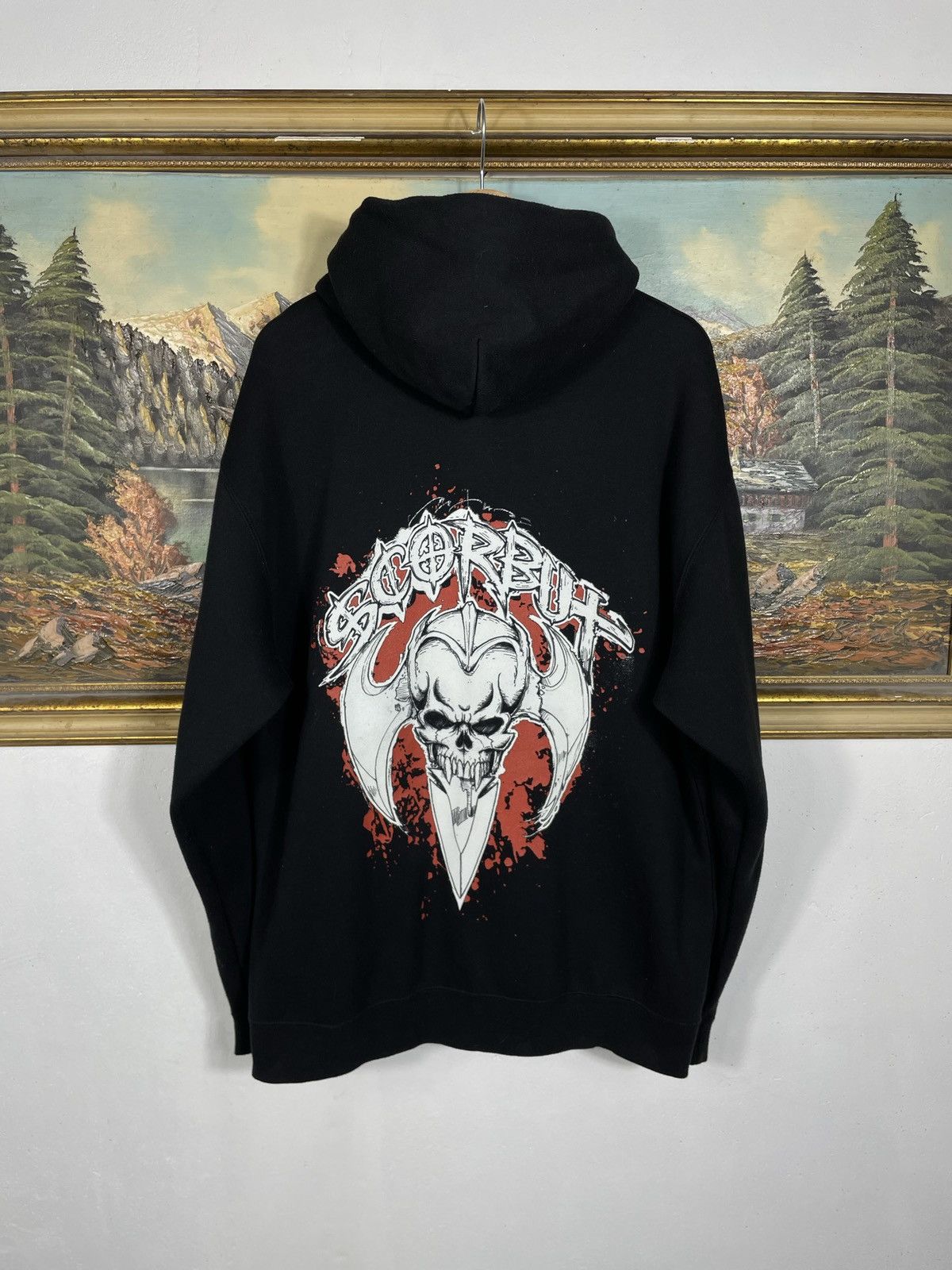 Affliction × Band Tees Black retro 00s hoodie Scorbut band merch rock metal skull Size US XL / EU 56 / 4 - 2 Thumbnail