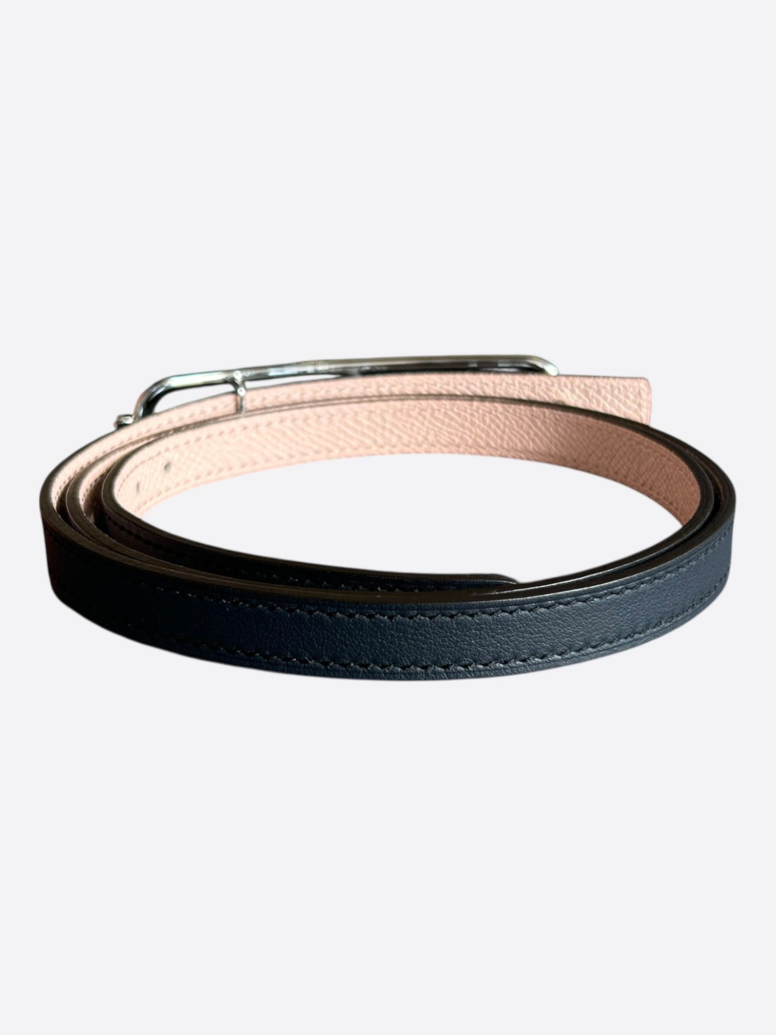 Hermes Hermes Black & Pink Palladium Roulis Reversible Belt Size 30 - 2 Thumbnail