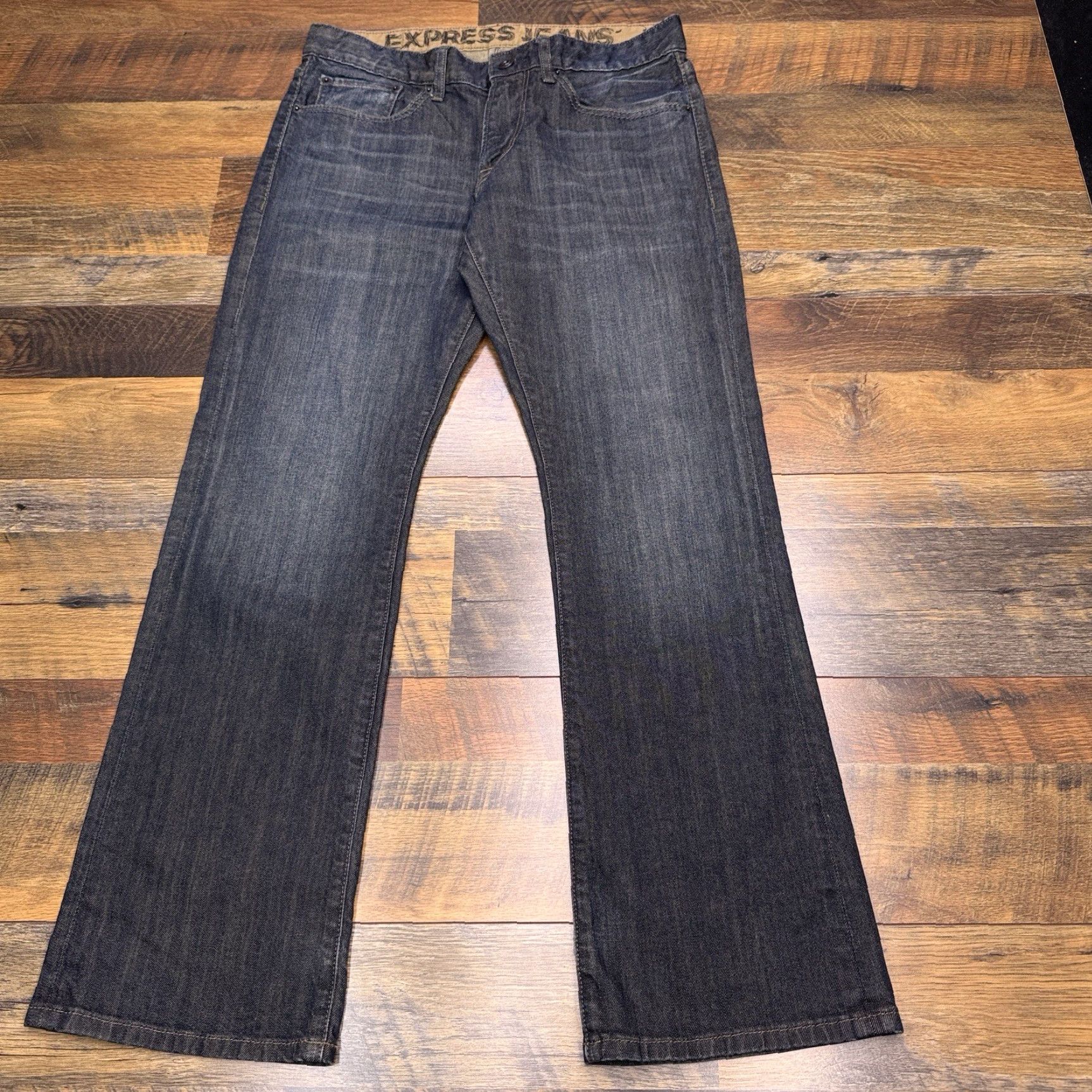Express Express Jeans Mens Slim Mid Rise 31x30 Blue 2011 Stretch Denim Zip 5-Pocket Logo Modern Straight Vintage No Size US 31 - 2 Thumbnail