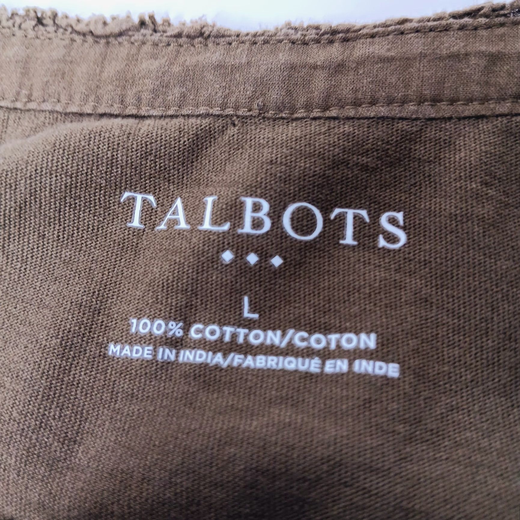 Talbots Talbots Henley Shirt Women L Army Green Gold Button Ruffle Trim 3/4 Sleeve Knit Cotton Basics Fall Winter Size L / US 10 / IT 46 - 3 Thumbnail