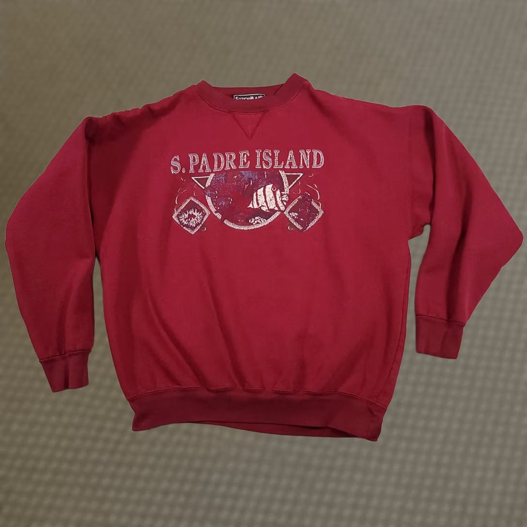 Vintage VINTAGE South Padre Island Sweatshirt Men's M Red 90s Crewneck Pullover Size US M / EU 48-50 / 2 - 1 Thumbnail