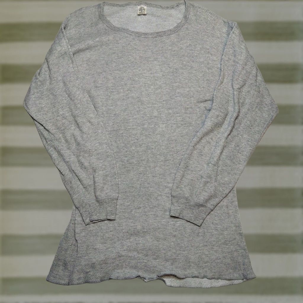 Vintage J.E. Morgan Vintage Long Johns Thermal Long Sleeve Waffle Shirt Sz 3XL Tall USA Gray Crew Neck Knit 90s Mens Shirt Size US XXL / EU 58 / 5 - 1 Thumbnail