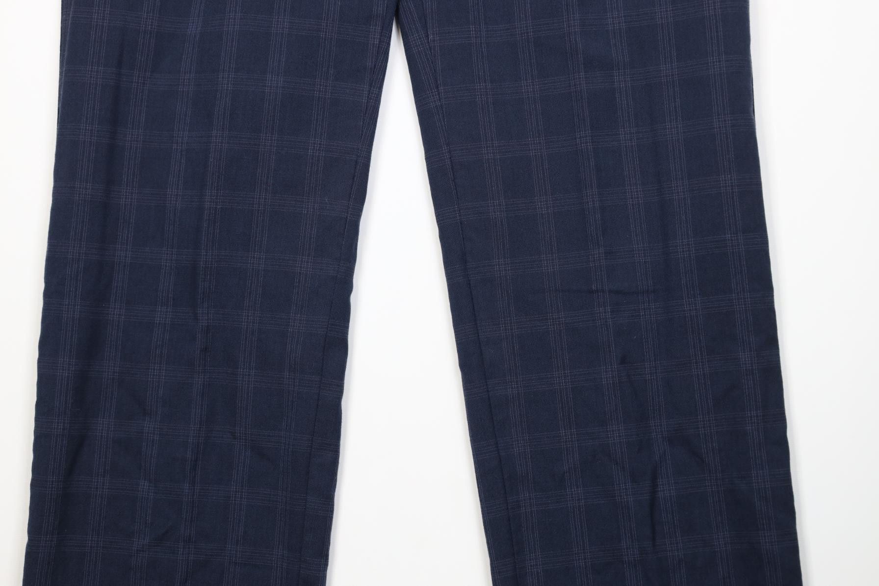 Vintage Vintage Streetwear Wool Knit Wide Leg Chino Pants Blue Plaid Size US 34 / EU 50 - 3 Thumbnail