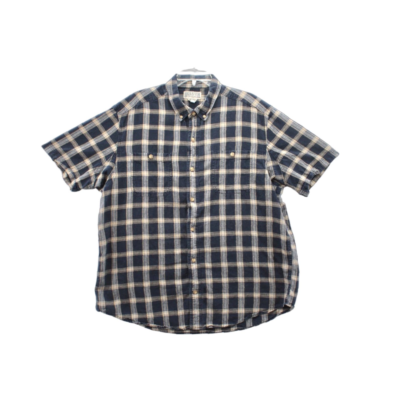 Vintage Duluth Shirt Men's XL Dark Blue Plaid Hemp Cotton Blend Short Sleeve Button Down Size US XL / EU 56 / 4 - 1 Thumbnail