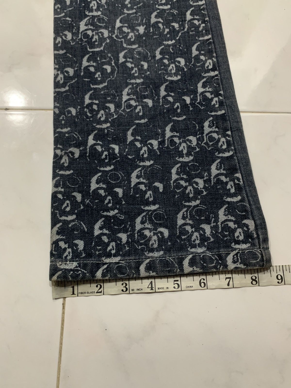 Japanese Brand Vintage Buddhist Punk Skull All Over Print Flared Jeans Size US 27 - 20 Thumbnail