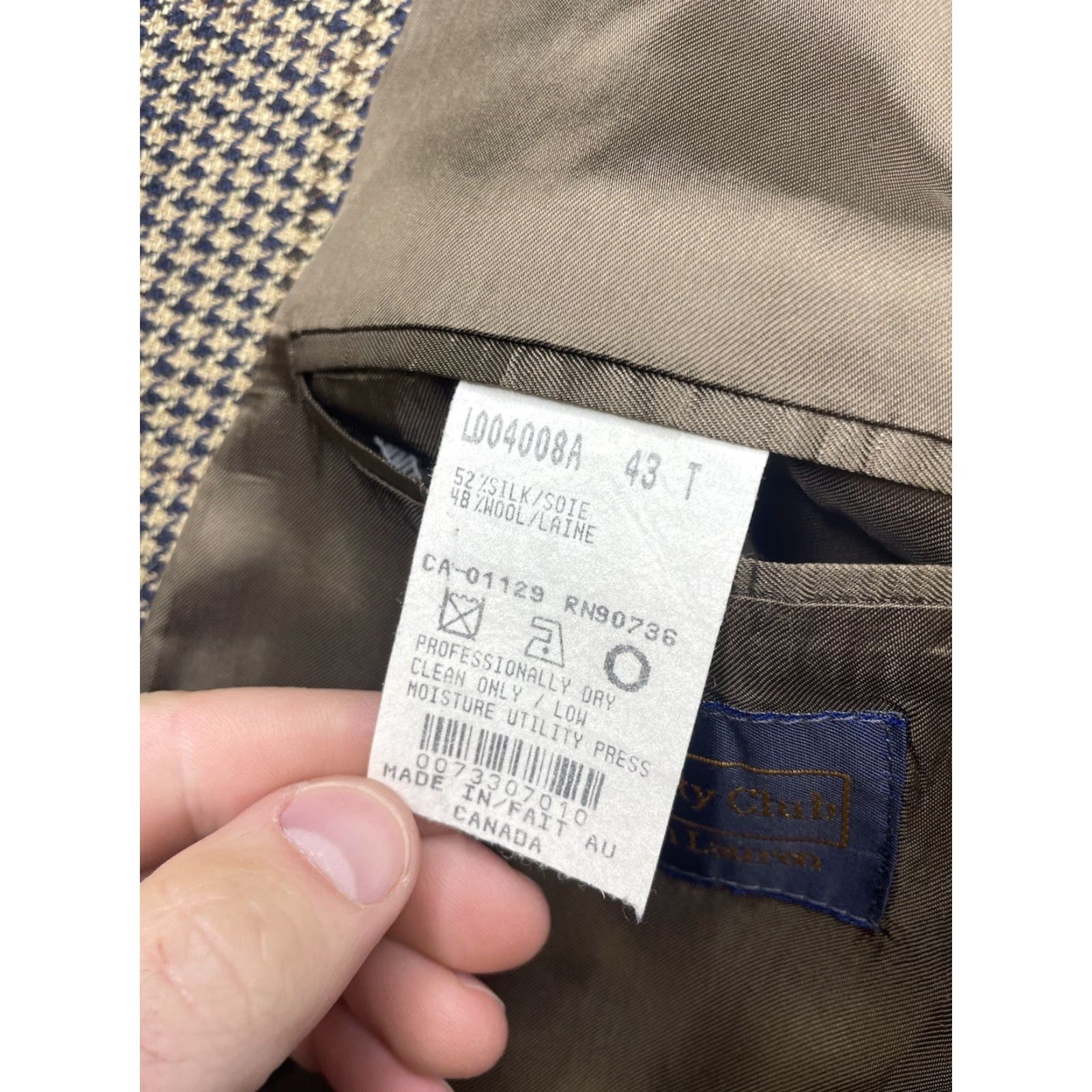Ralph Lauren Ralph Lauren Sport Coat Blazer Men's 43T Brown Houndstooth Wool Silk Tweed Notch Lapel Single-Breasted Classic University Blazer Mens 43T Brown Size US XL / EU 56 / 4 - 3 Thumbnail