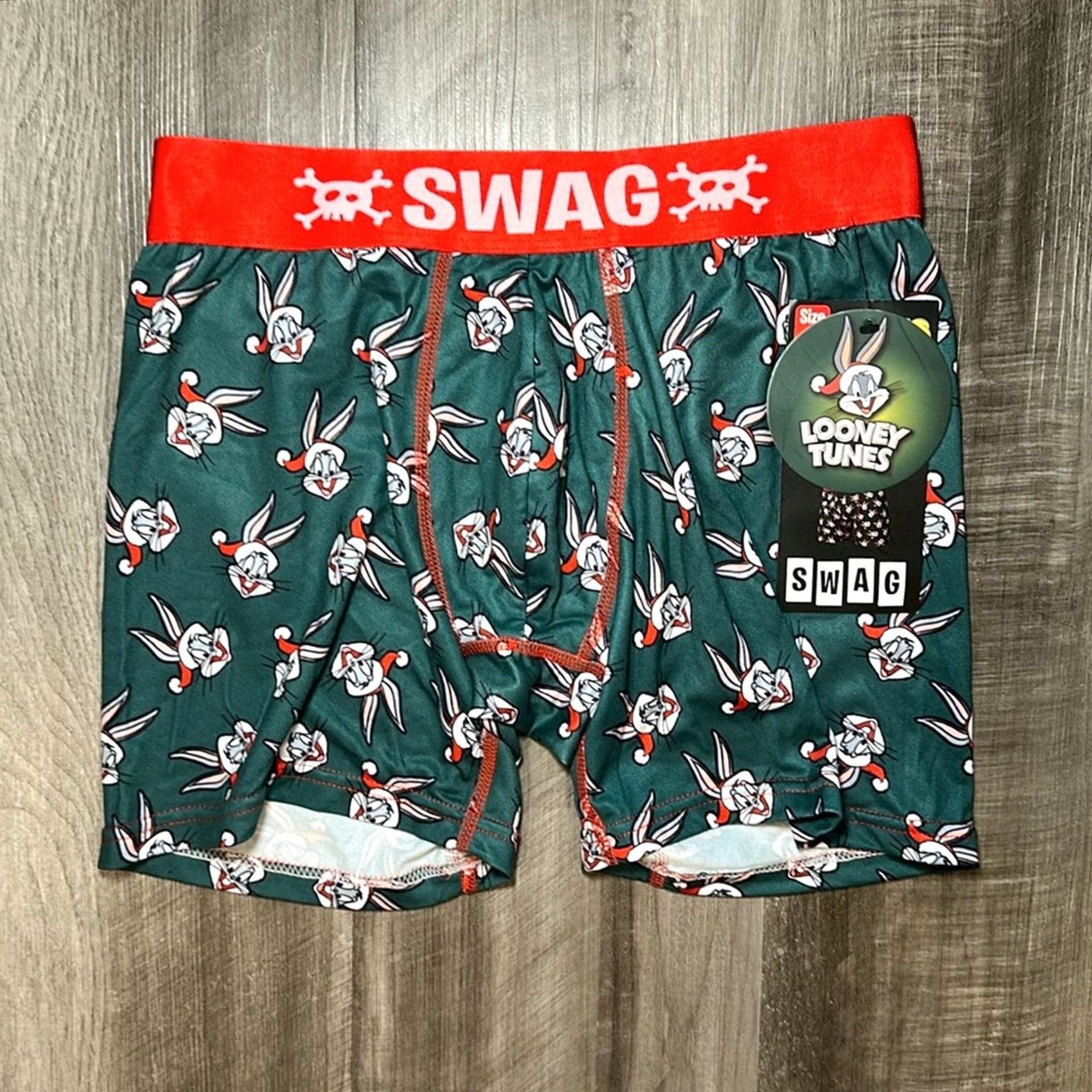 Vintage SWAG Bugs Bunny Boxer Brief Underwear - Green - Small - Men - Regular - Size S Size 36R - 2 Thumbnail