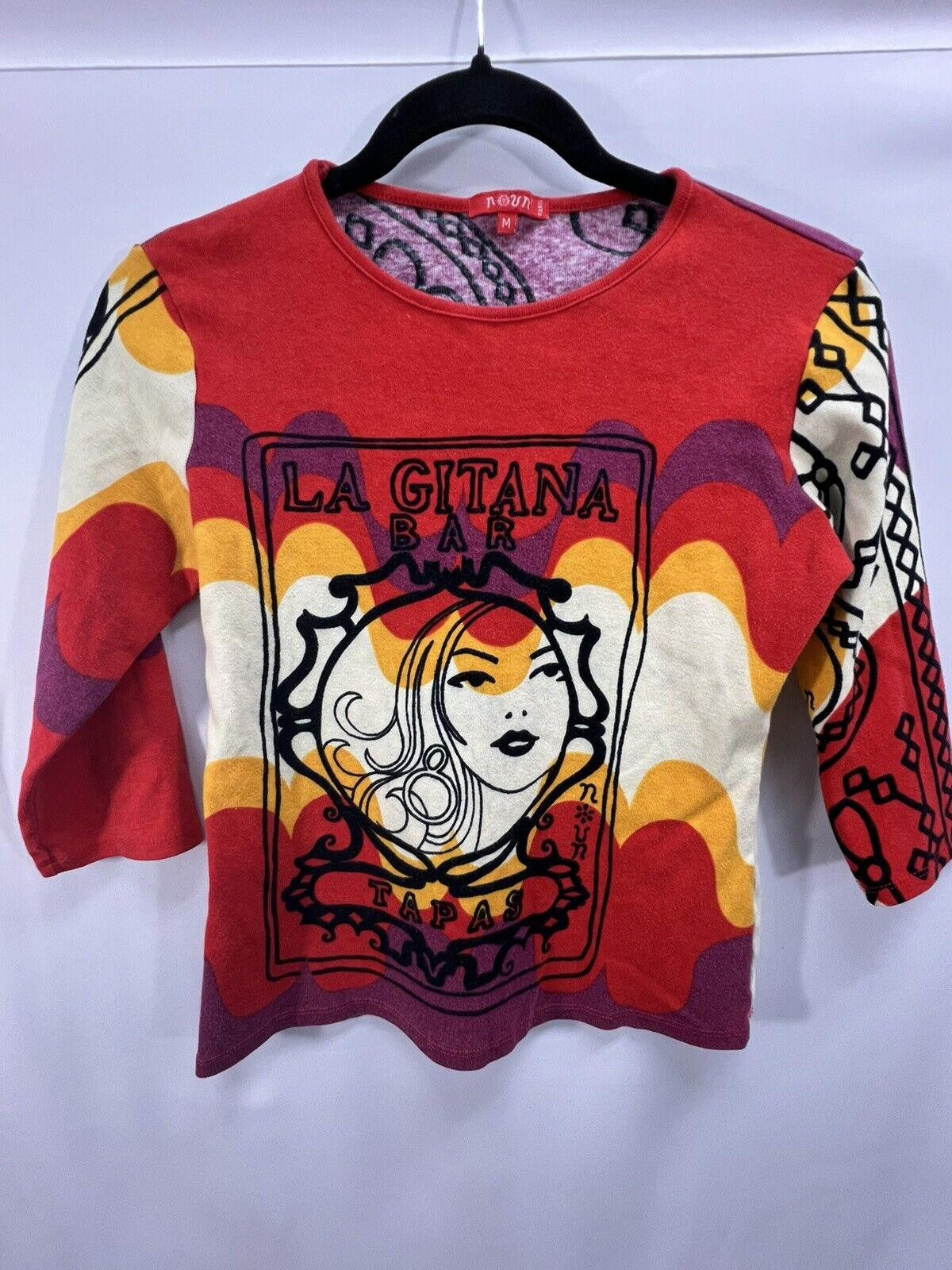 Designer Vtg Woman’s La Gitana 3/4” Sleeve, Noun Paris (Size:Med) #TG Size M / US 6-8 / IT 42-44 - 1 Thumbnail