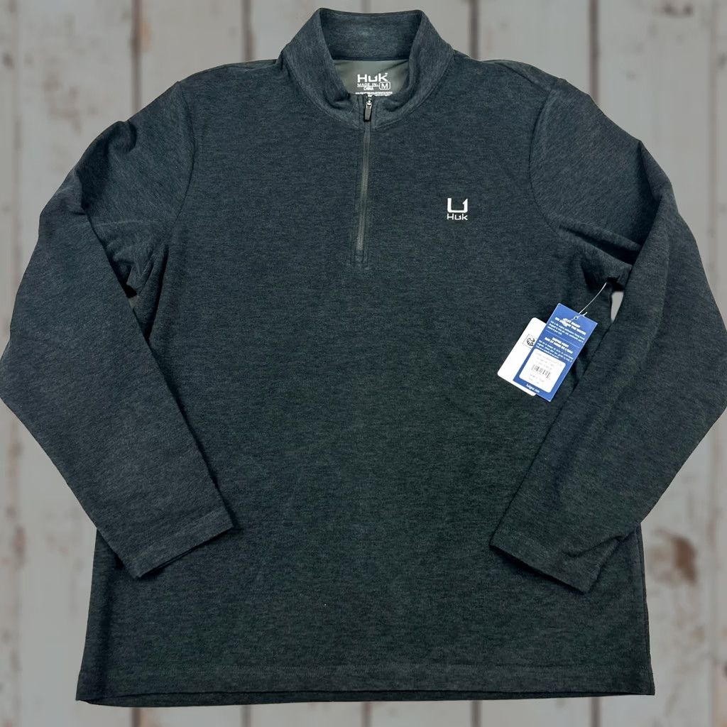 Vintage Huk Sweater Men Medium Grey Charcoal 1/4 Zip Leeward Fleece Pullover Performance Size US M / EU 48-50 / 2 - 1 Thumbnail