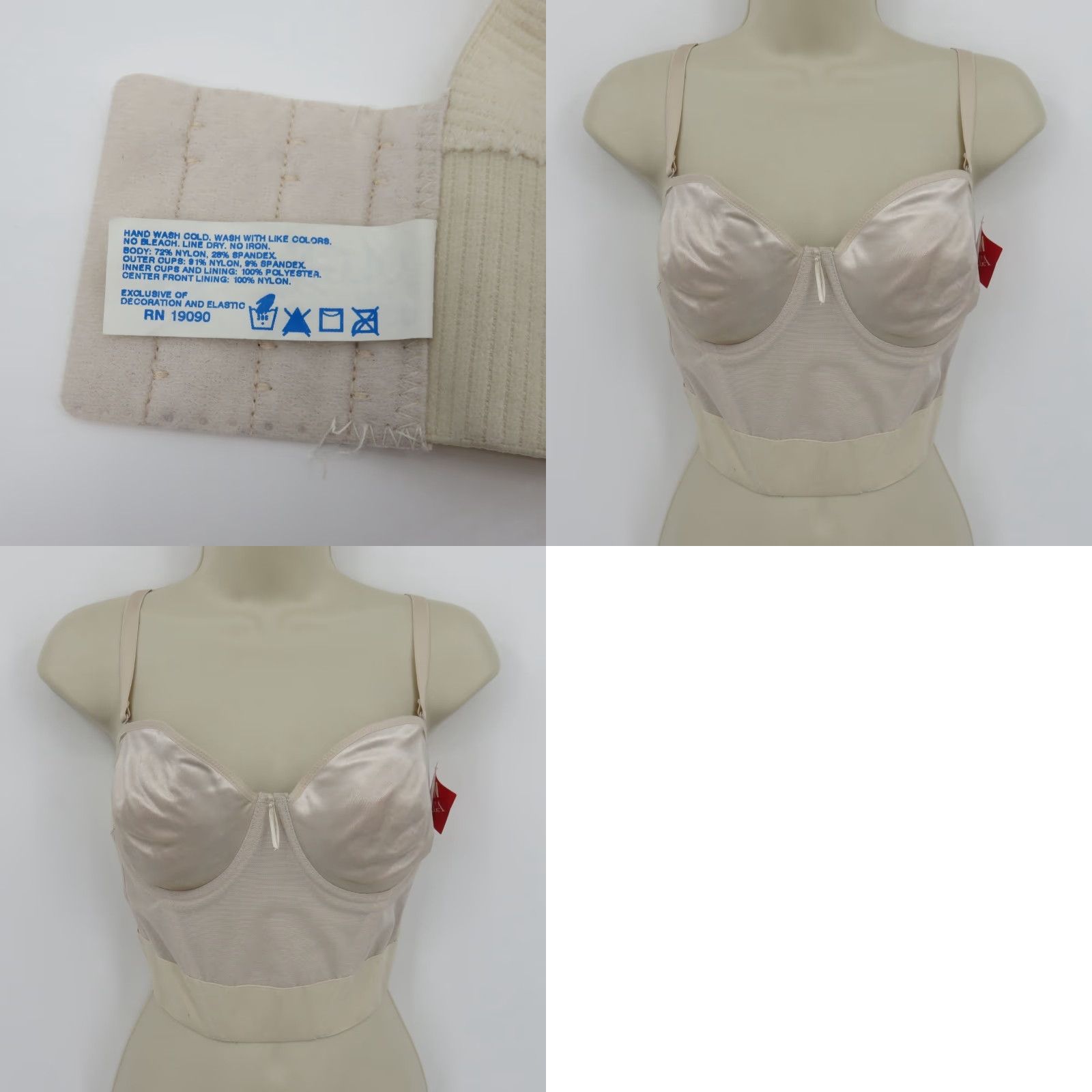 Vintage VTG Olga Longline Bra Solid Beige 34D 34 Underwire Lightly Lined NEW Women Size ONE SIZE - 9 Thumbnail