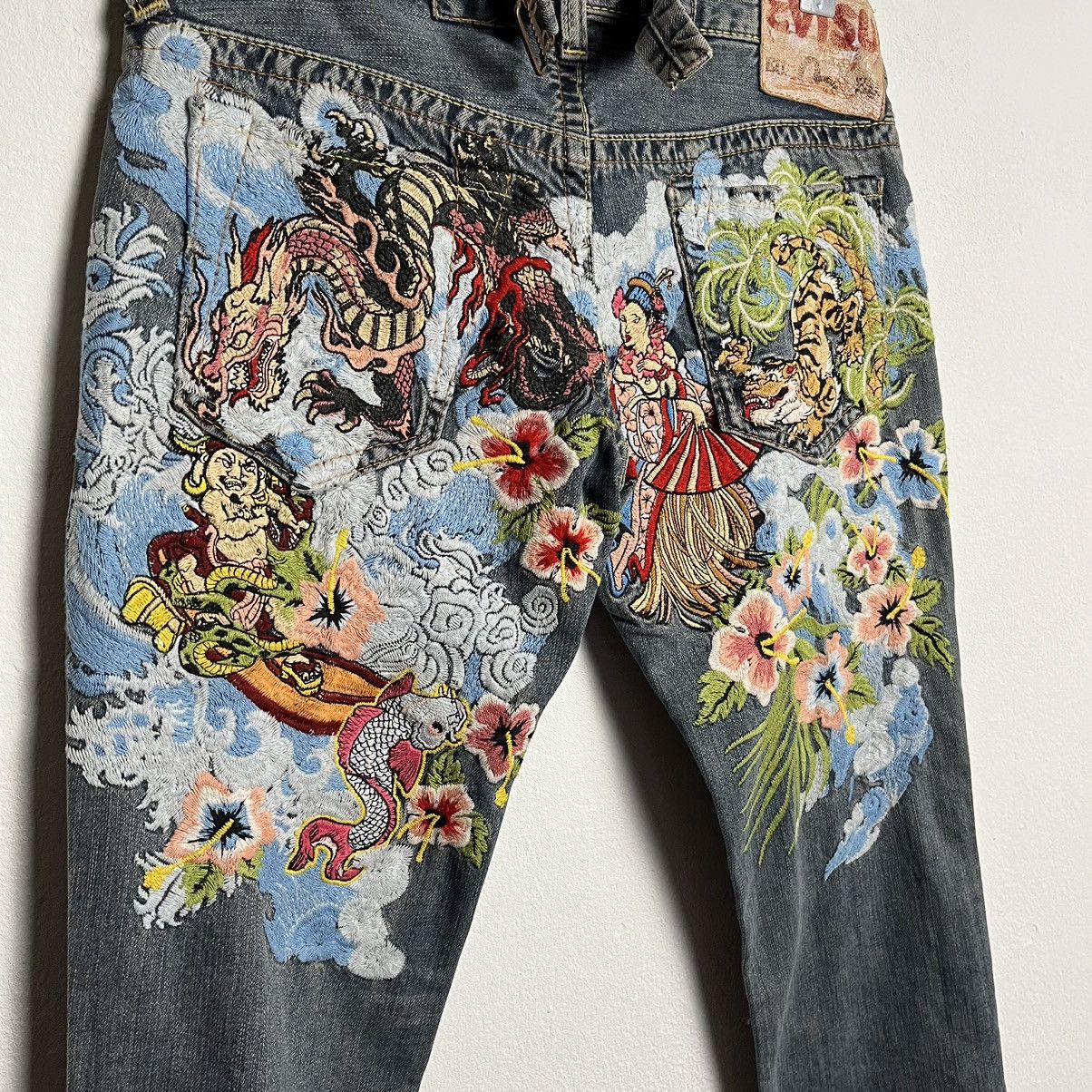 image of Ecko Unltd x Evisu Embroydered Pants in Blue, Women's (Size 23)