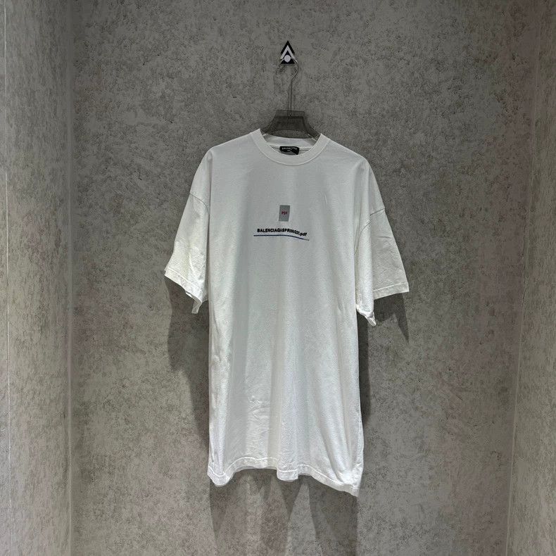 Balenciaga White PDF Letter Short Sleeve 2502-Nextarrow