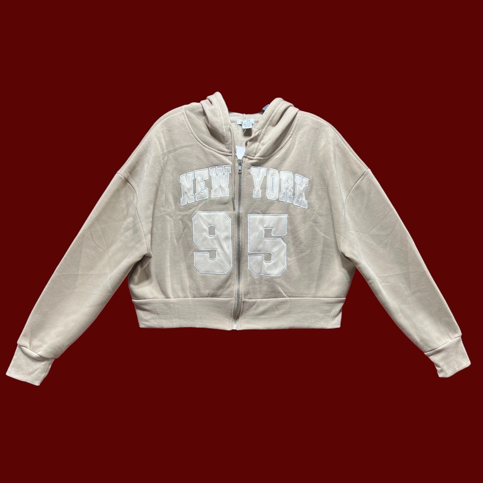 rue21 Rue 21 - Women's Long Sleeve Hooded Sweatshirt - Beige - Ext Size XL / US 12-14 / IT 48-50 - 1 Thumbnail
