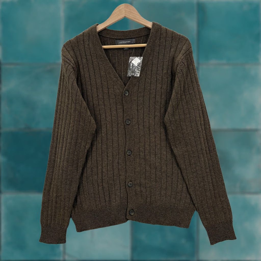 Croft & Barrow Croft & Barrow Cardigan Sweater Mens M Brown Cotton Acrylic Knit NWT Ribbed V-Neck Long Sleeve Button Solid Winter Casual Mens Size US M / EU 48-50 / 2 - 1 Thumbnail