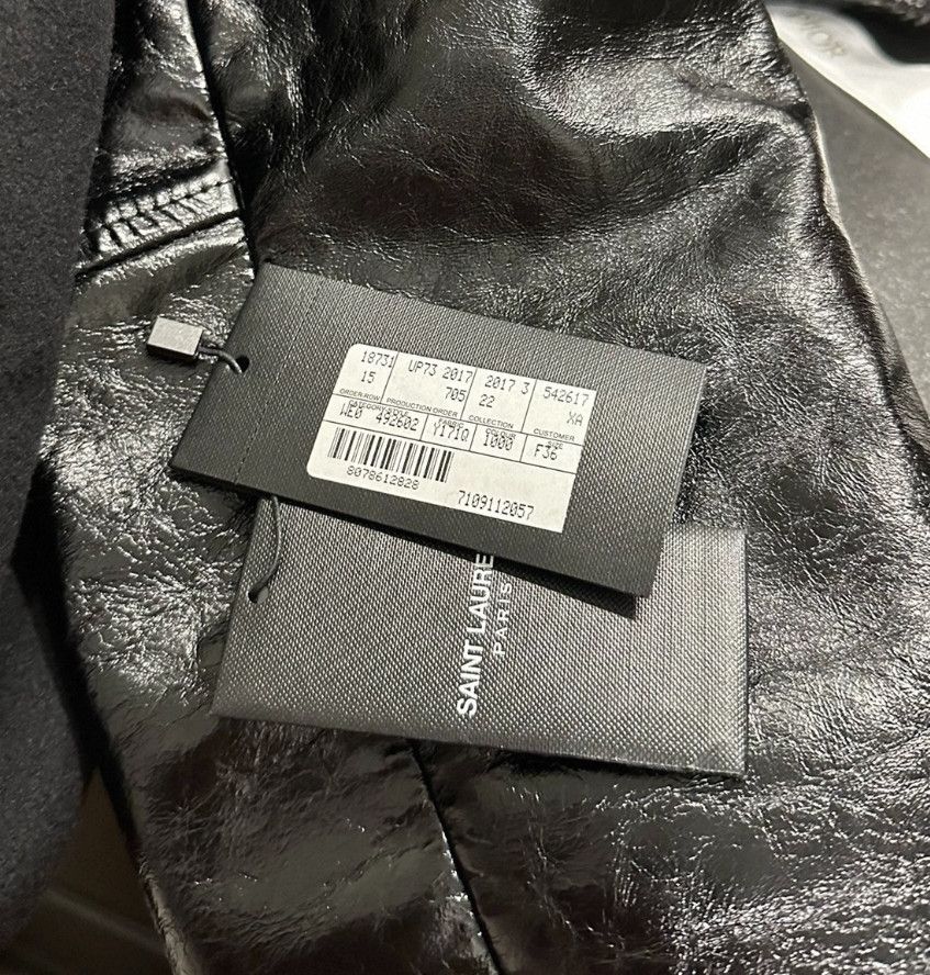 Saint Laurent Paris Saint Laurent Black Leather Sleeve Varsity Jacket- Size XS / US 0-2 / IT 36-38 - 3 Thumbnail