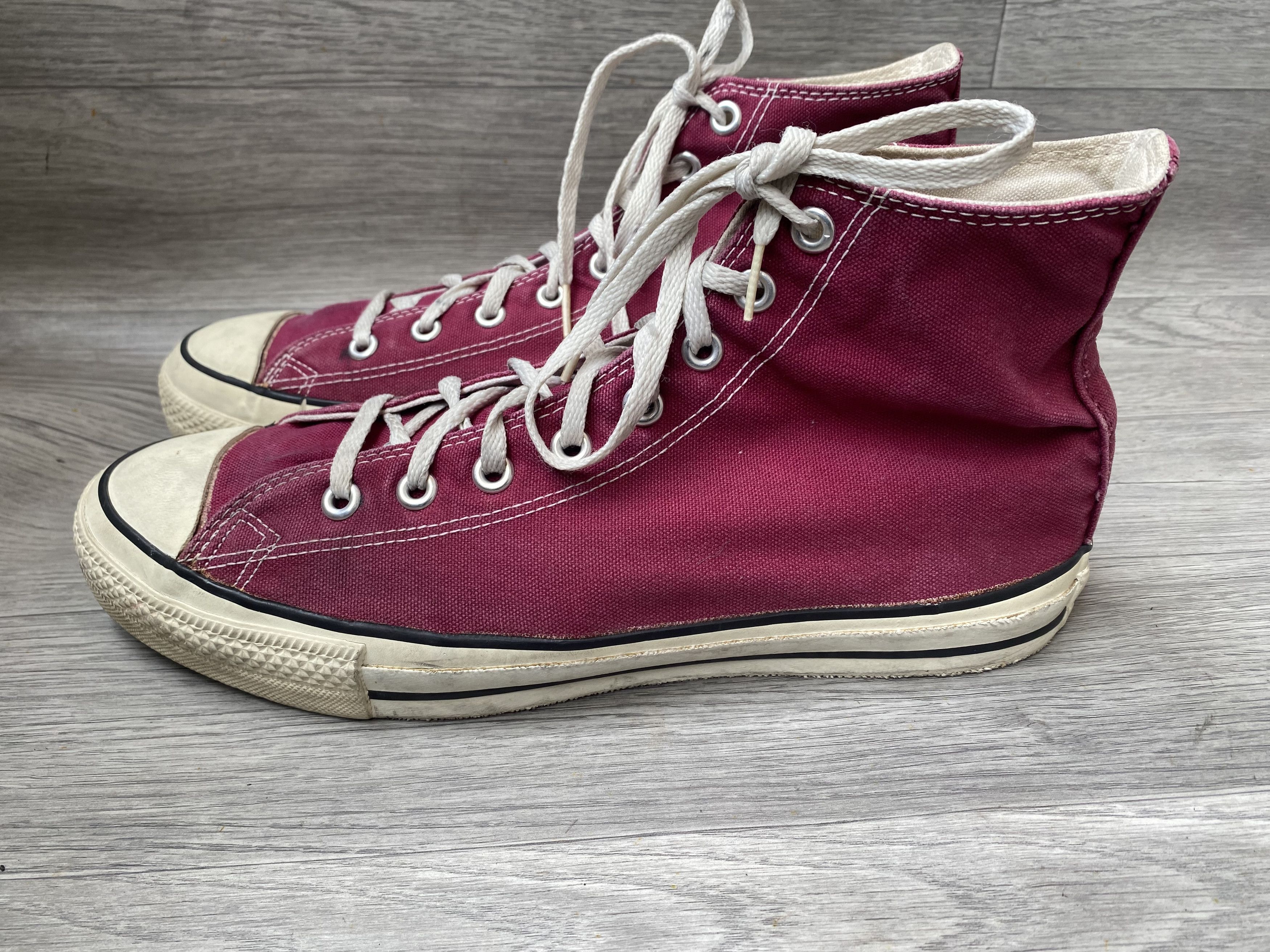 Converse Vintage 90's converse canvas hi-top maroon sneakers Size US 10.5 / EU 43-44 - 4 Thumbnail
