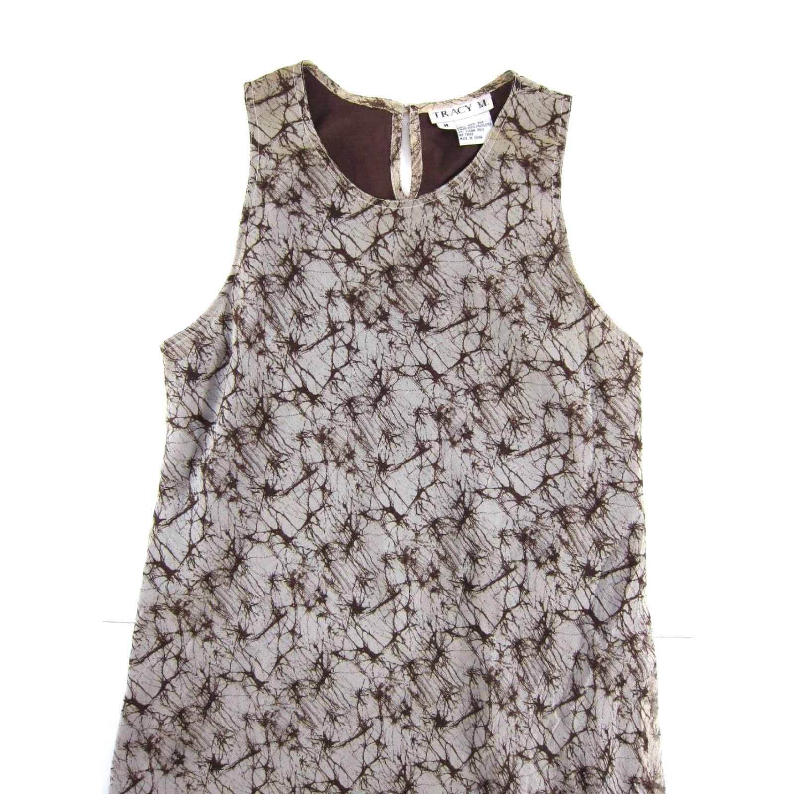 Vintage Tracy M. Silk Brown Tie Dye Sleeveless Midi Sheath Shift Tank Dress M Size M / US 6-8 / IT 42-44 - 4 Thumbnail