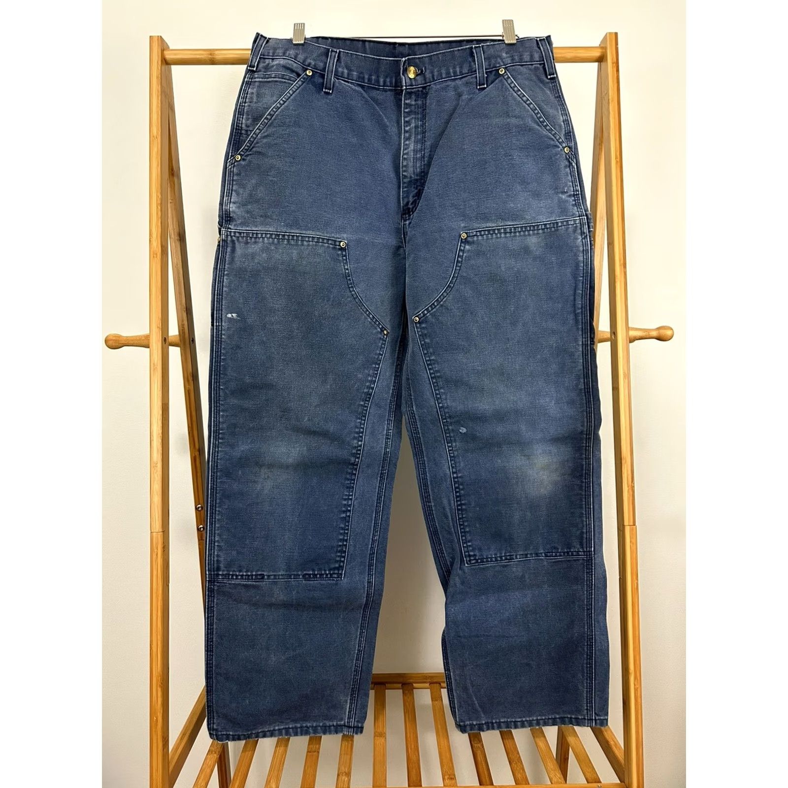 Carhartt VINTAGE Carhartt Double Knee Faded Blue Canvas Workwear Pants 34 x 32 Mens Carpenter Denim/Canvas Style Size US 34 / EU 50 - 2 Thumbnail