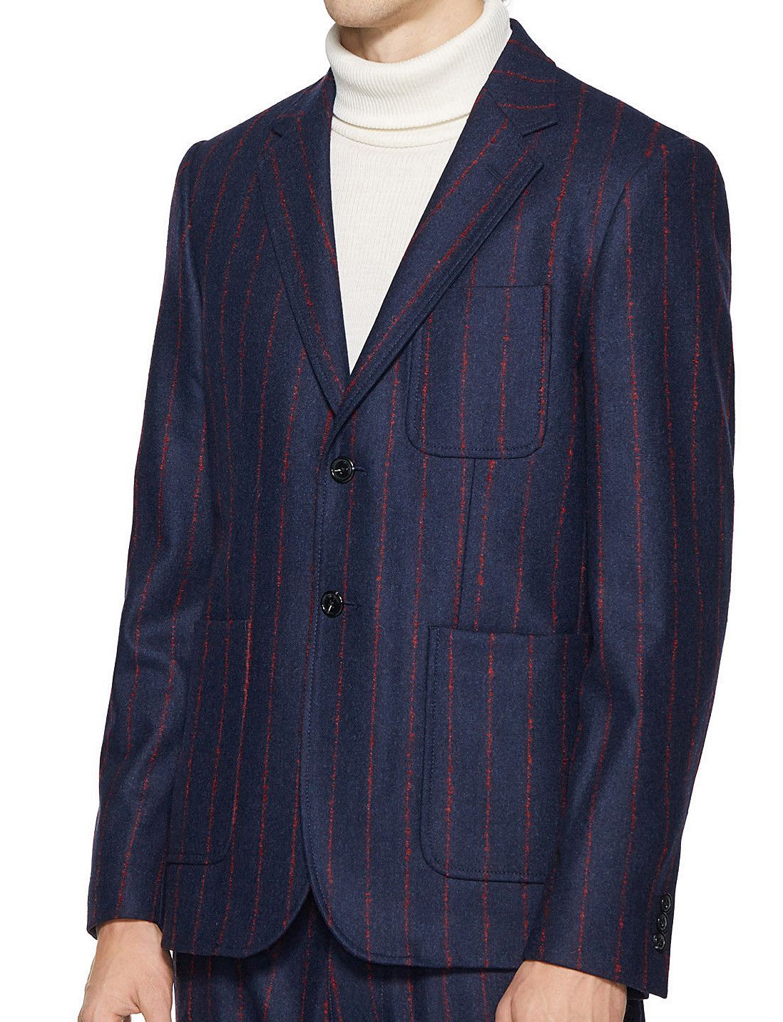 Raf Simons Raf Simons navy textured red pinstripe wool blazer aw15 Size 42R - 1 Thumbnail