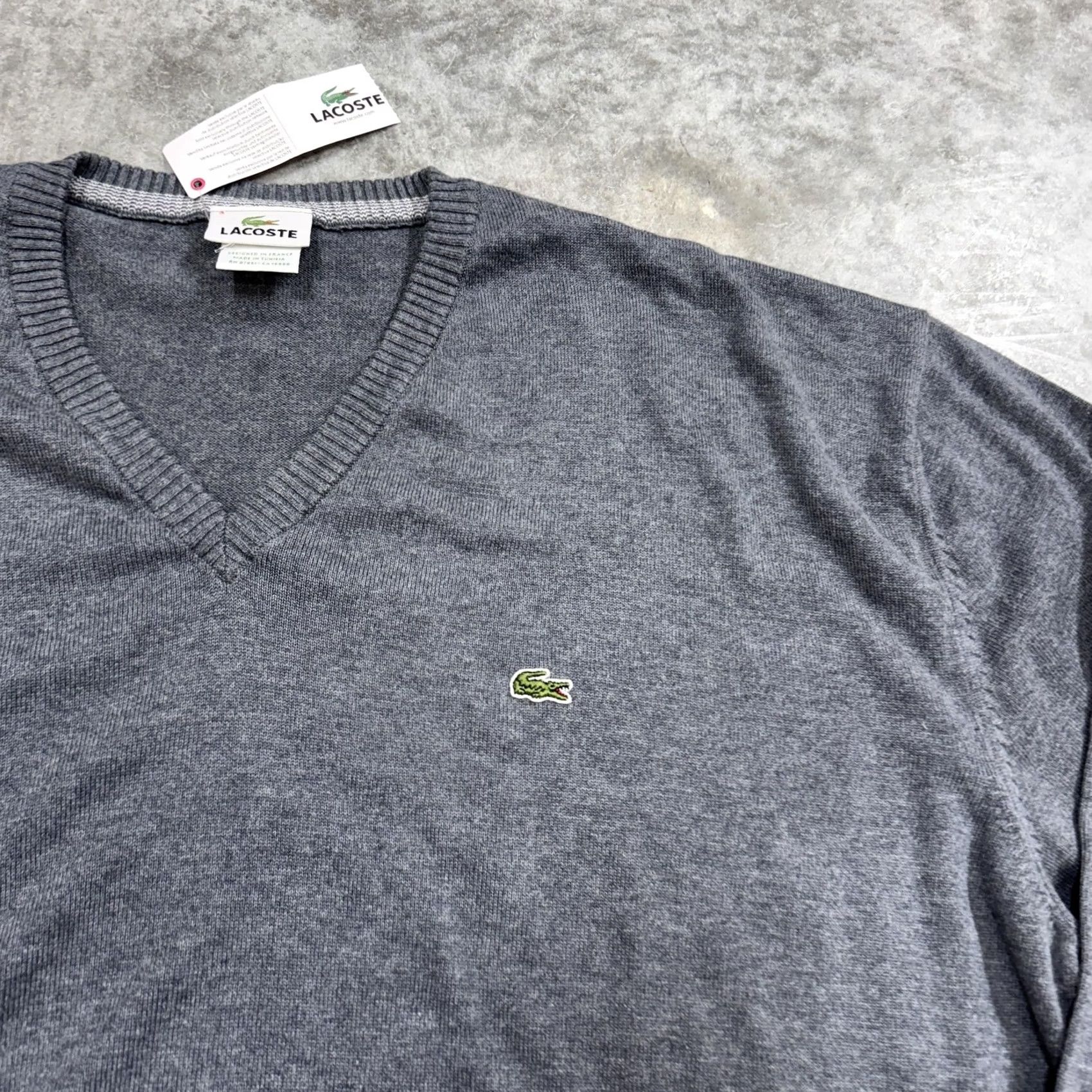 Lacoste Lacoste Sweater Mens 3XL Gray V Neck Long Sleeve Knit Pullover Croc Logo Size US XXL / EU 58 / 5 - 2 Thumbnail