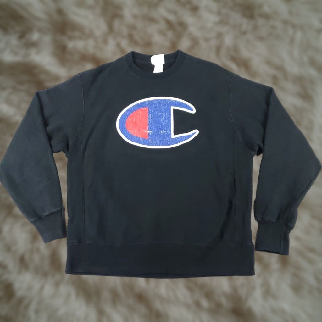Champion Champion Black Pullover Sweatshirt Mens Large Mock Neck Fleece Regular Fit Size US L / EU 52-54 / 3 - 1 Thumbnail