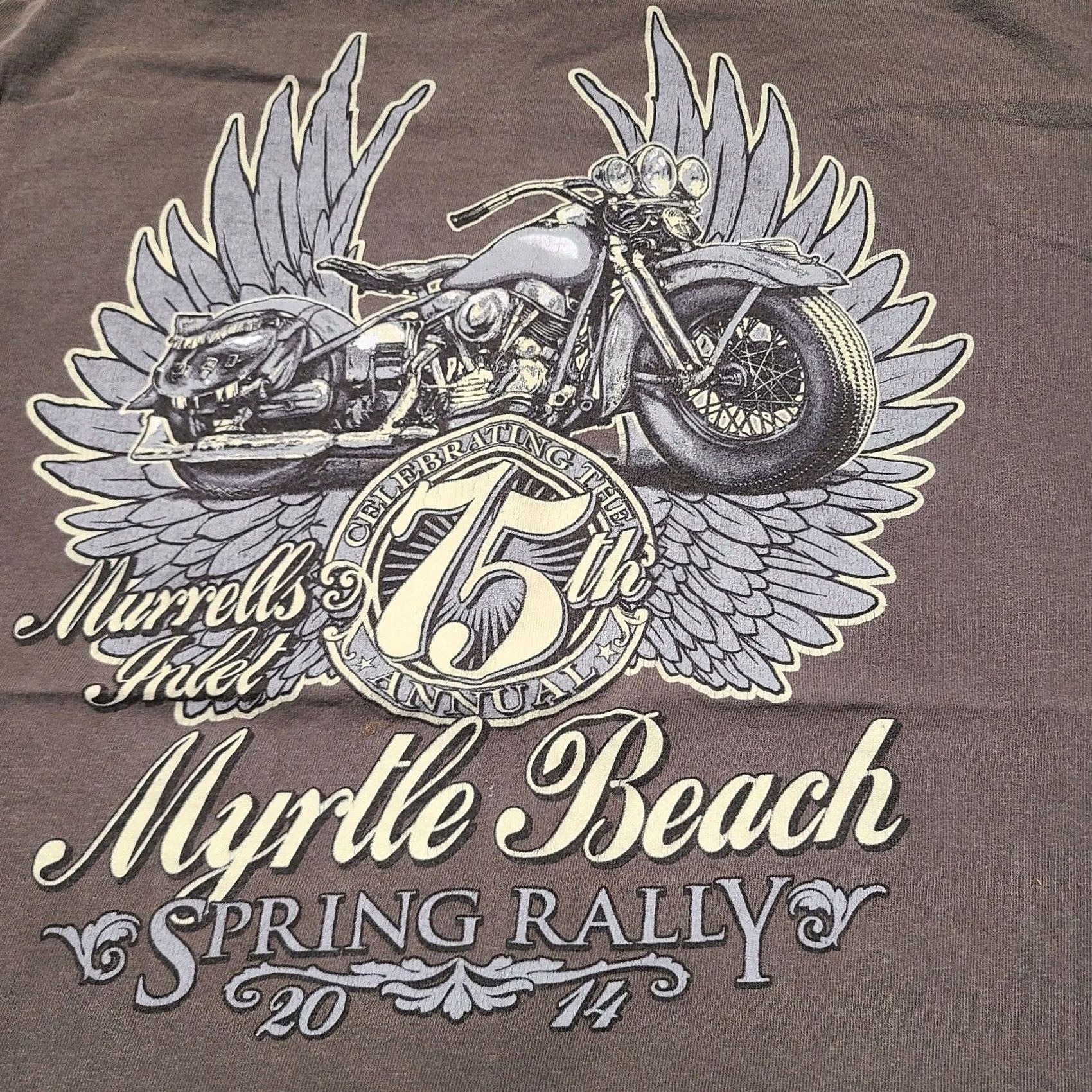 Vintage VINTAGE Biker Rally Myrtle Beach Graphic T-Shirt Brown Men's Size XL Distressed Size US XL / EU 56 / 4 - 2 Thumbnail