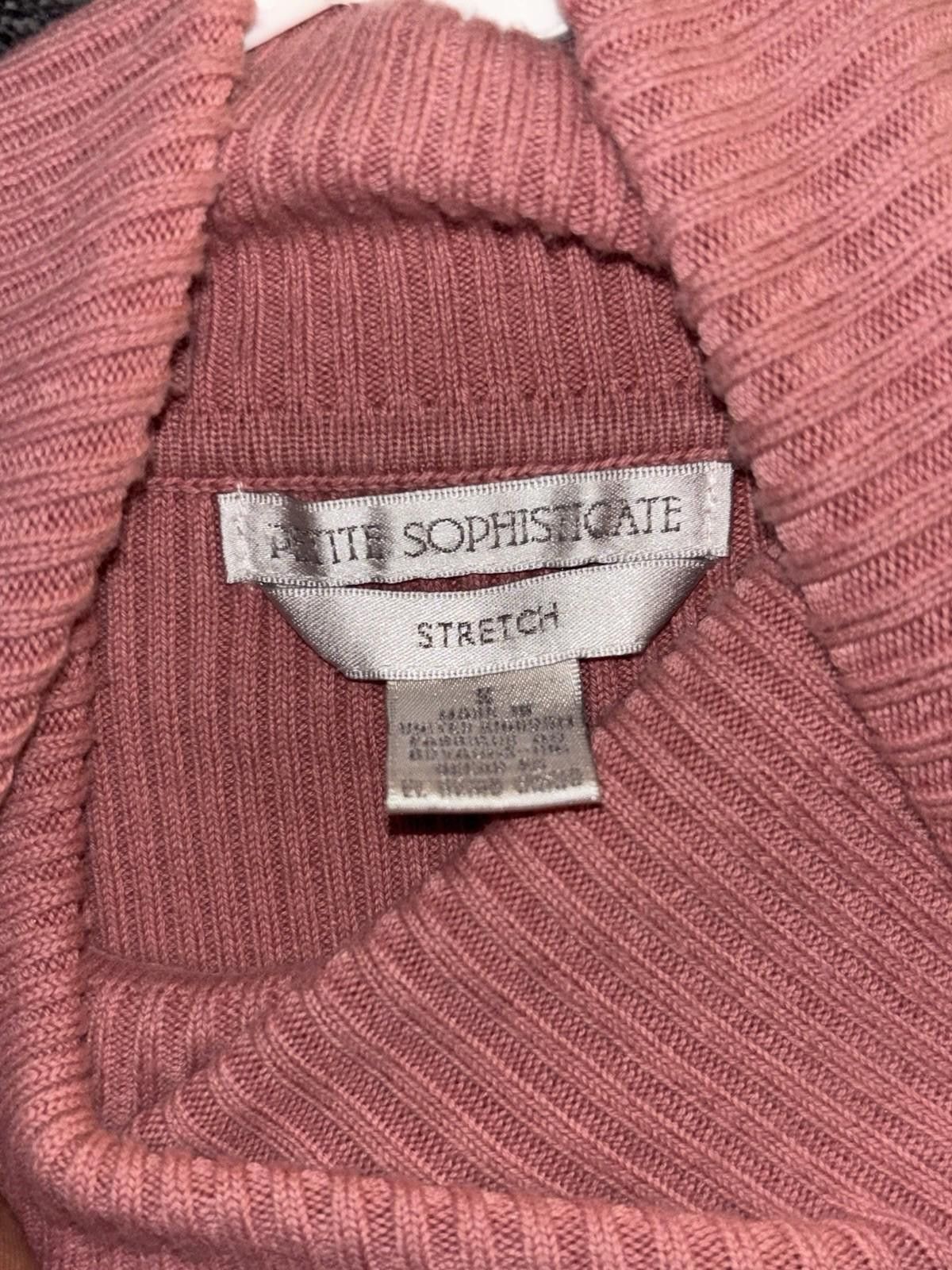 Other Petite Sophisticate Pink Ribbed Turtleneck Sweater S Stretch Size S / US 4 / IT 40 - 3 Thumbnail