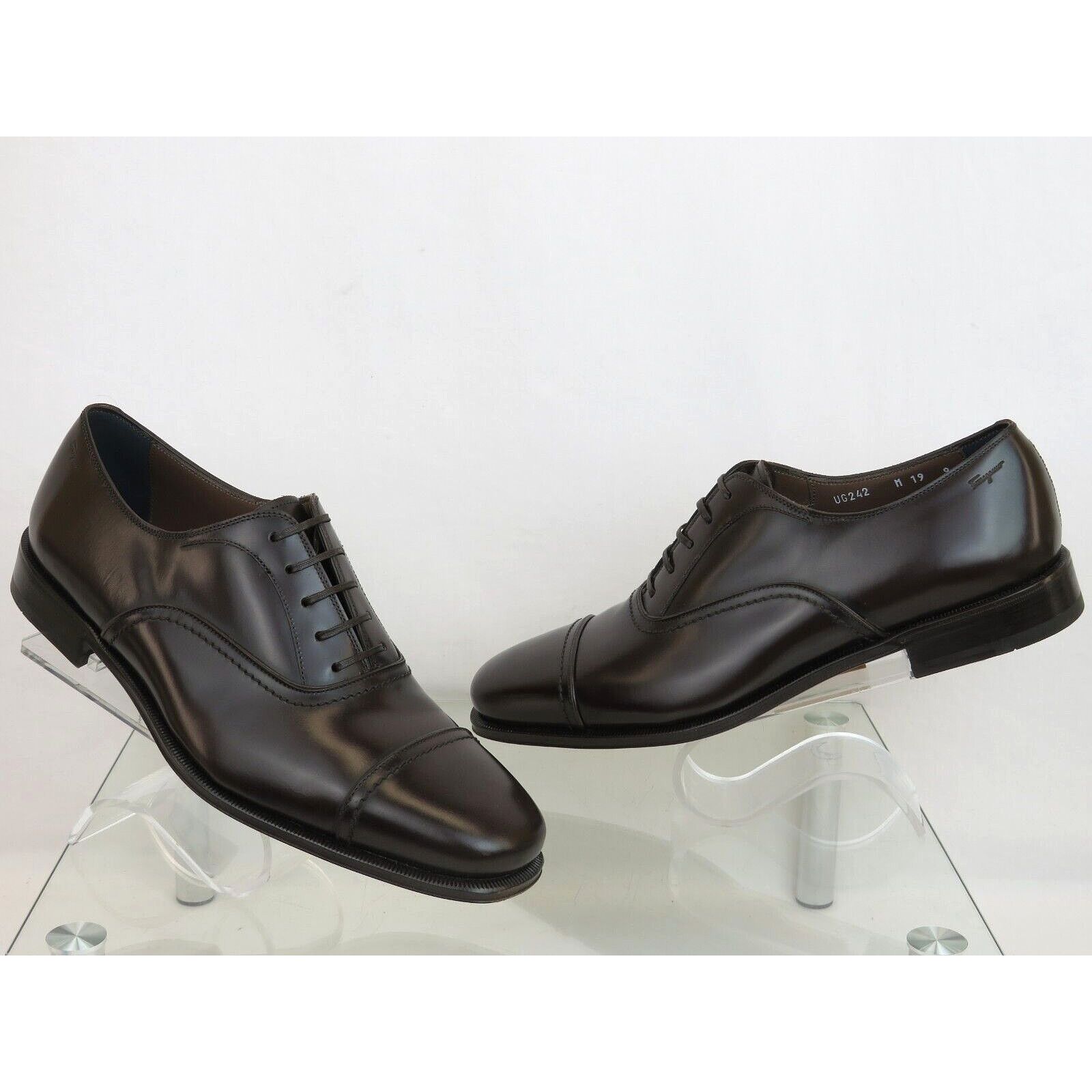 Salvatore Ferragamo FERRAGAMO SEUL DARK BROWN LEATHER CAP LOGO OXFORDS 10.5 EE Size US 11.5 / EU 44-45 - 9 Thumbnail