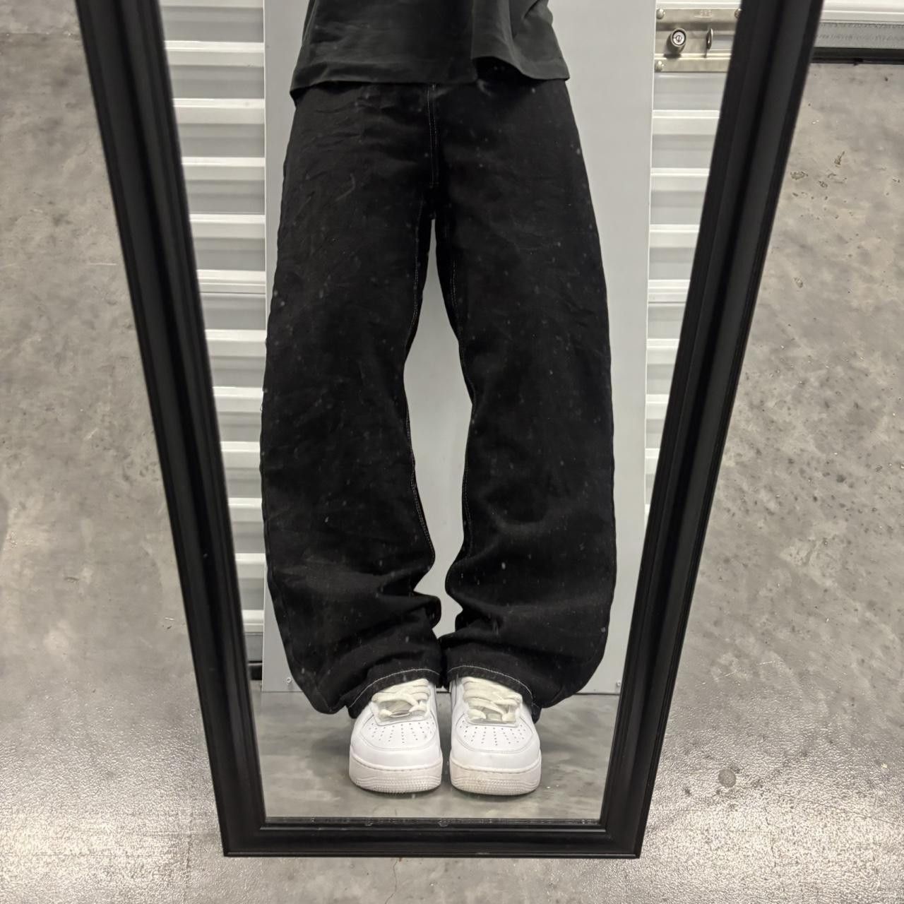 Japanese Brand × Vintage Crazy Vintage Y2K/2000s Black Grunge Embroidered Design Skater Streetwear Denim Jeans! Size US 29 - 1 Thumbnail
