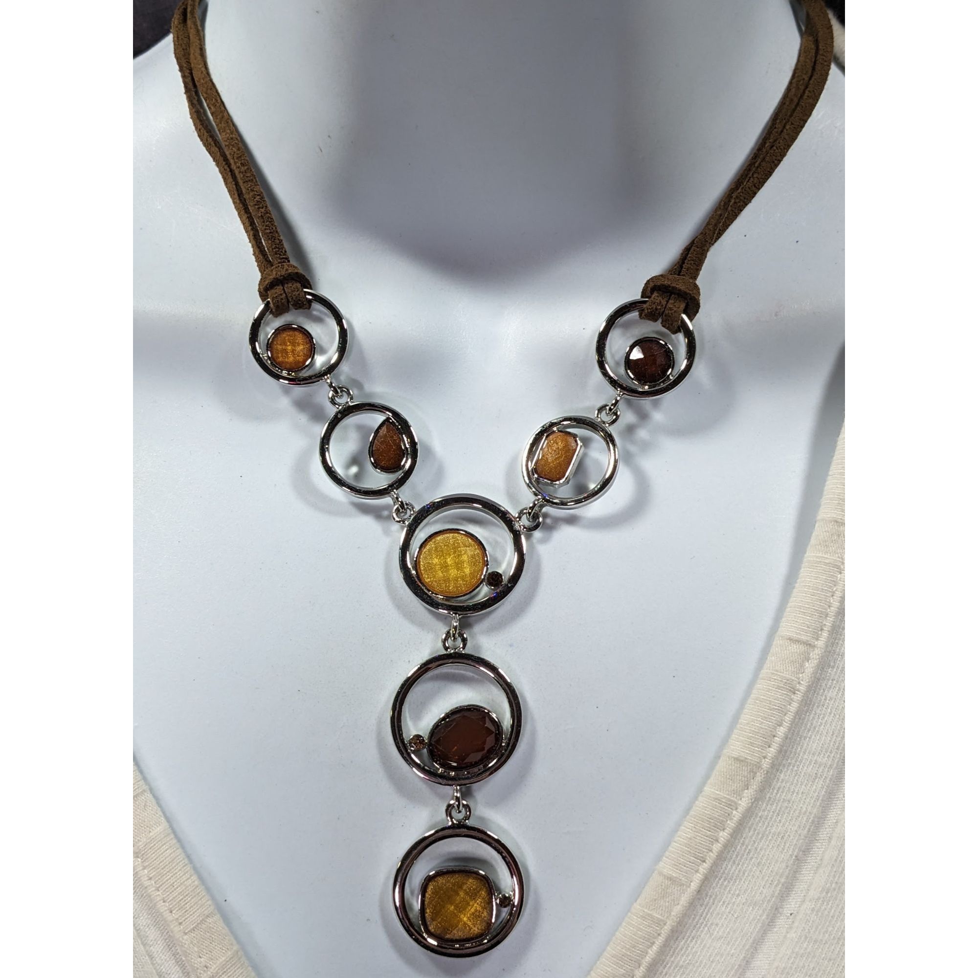 Other Lia Sophia Retro Brown And Yellow Gemmed Y Neckace Size ONE SIZE - 4 Thumbnail
