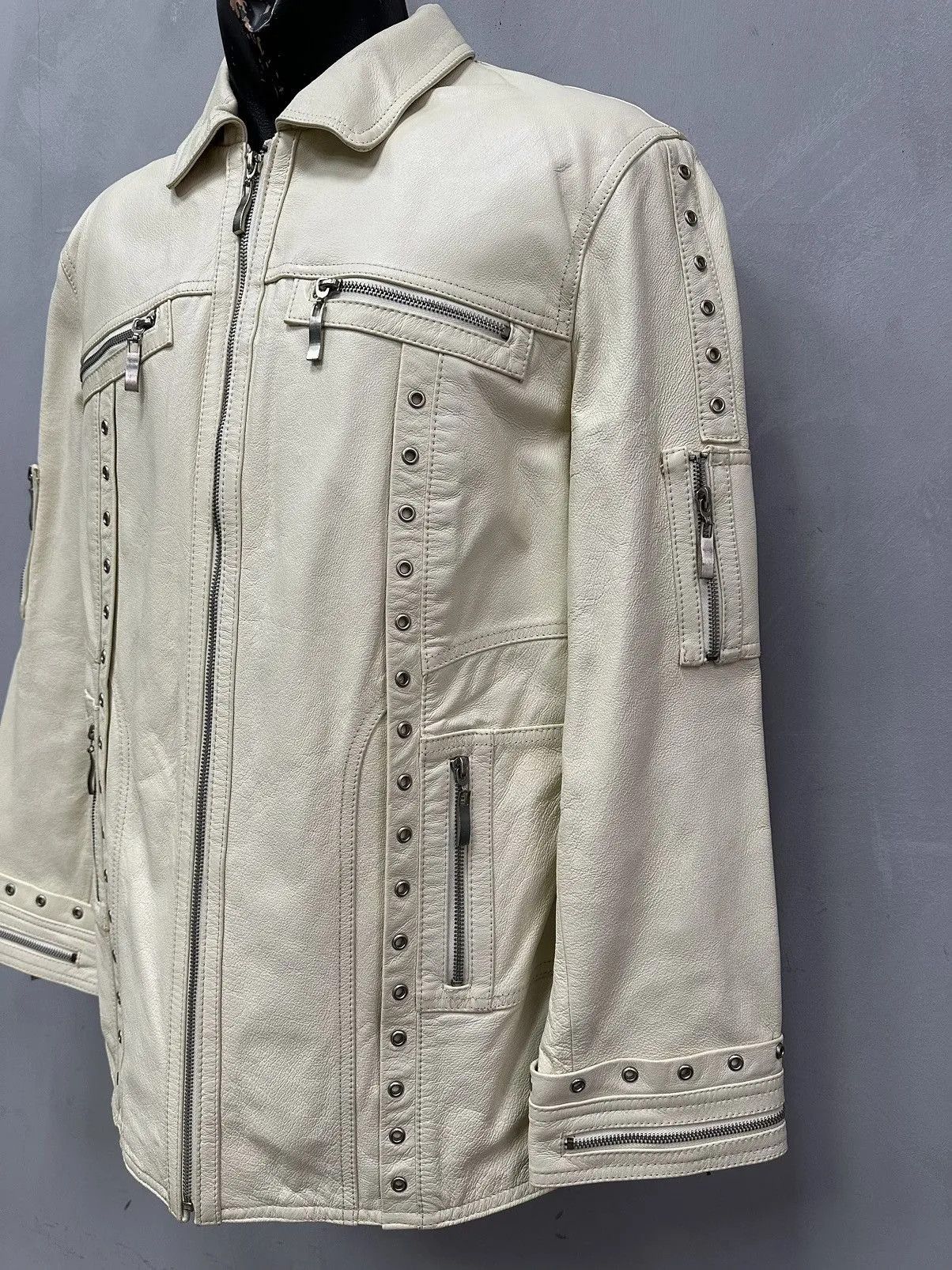 14th Addiction Vintage Leather Jacket Distressed Metal Zip Avant Garde JPG Size US L / EU 52-54 / 3 - 3 Thumbnail