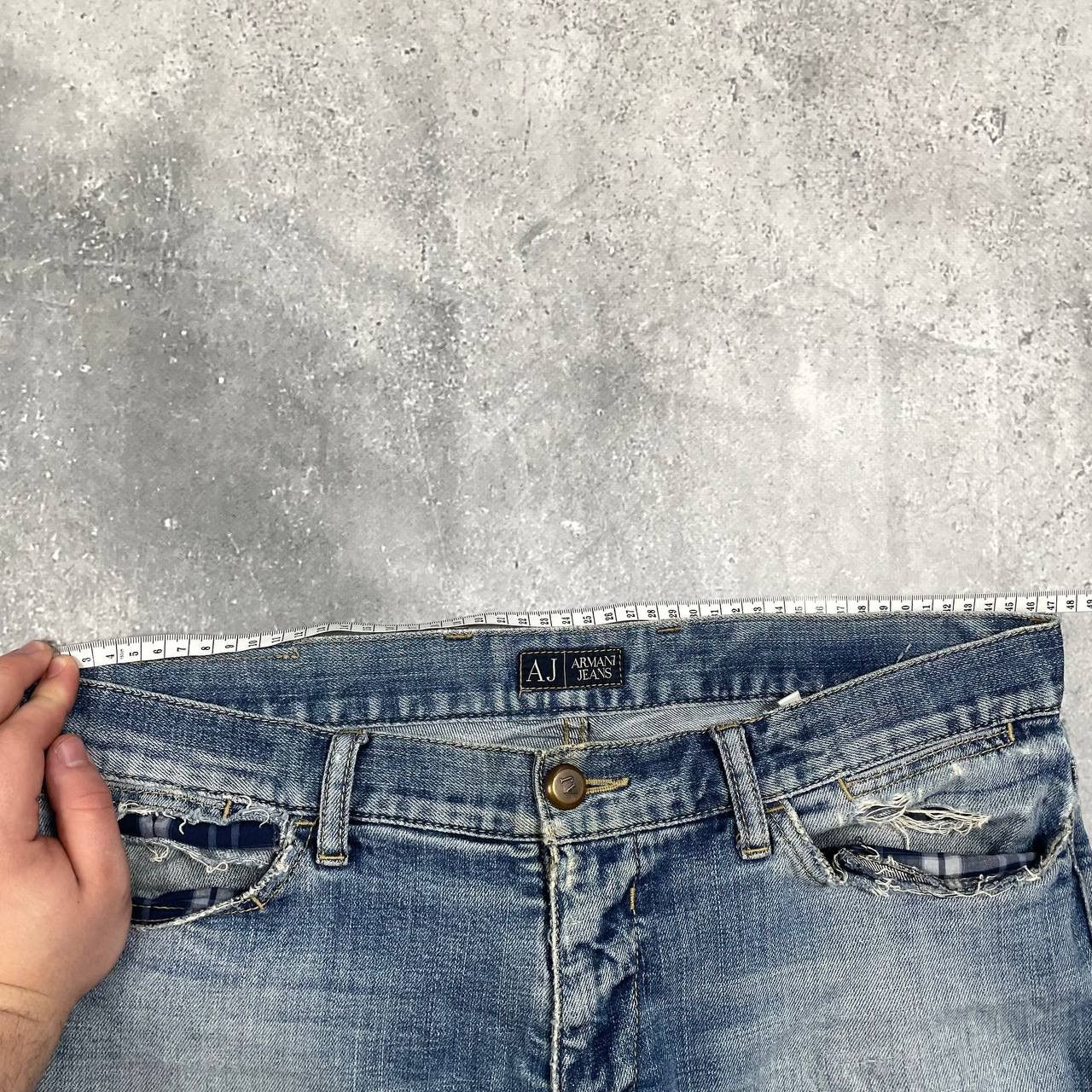 Armani Vintage 2000s ARMANI JEANS Distressed Y2K Jeans Blue Size 34 Size US 34 / EU 50 - 25 Thumbnail