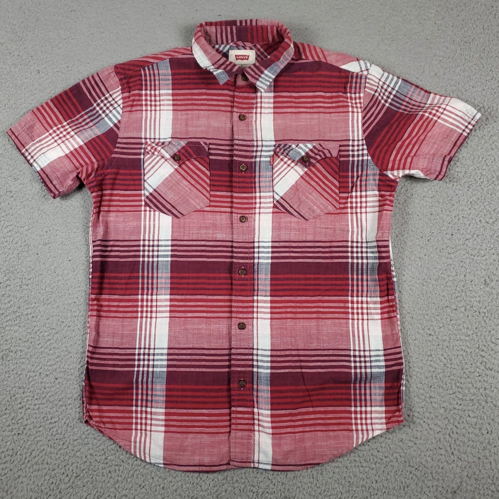 Levi's Levi's Red Plaid Short Sleeve Button-Up Shirt Mens Small Cotton Blend 2 Pocket Regular Fit Plaid Shirt Men’s S Red Vintage No Size US S / EU 44-46 / 1 - 2 Thumbnail