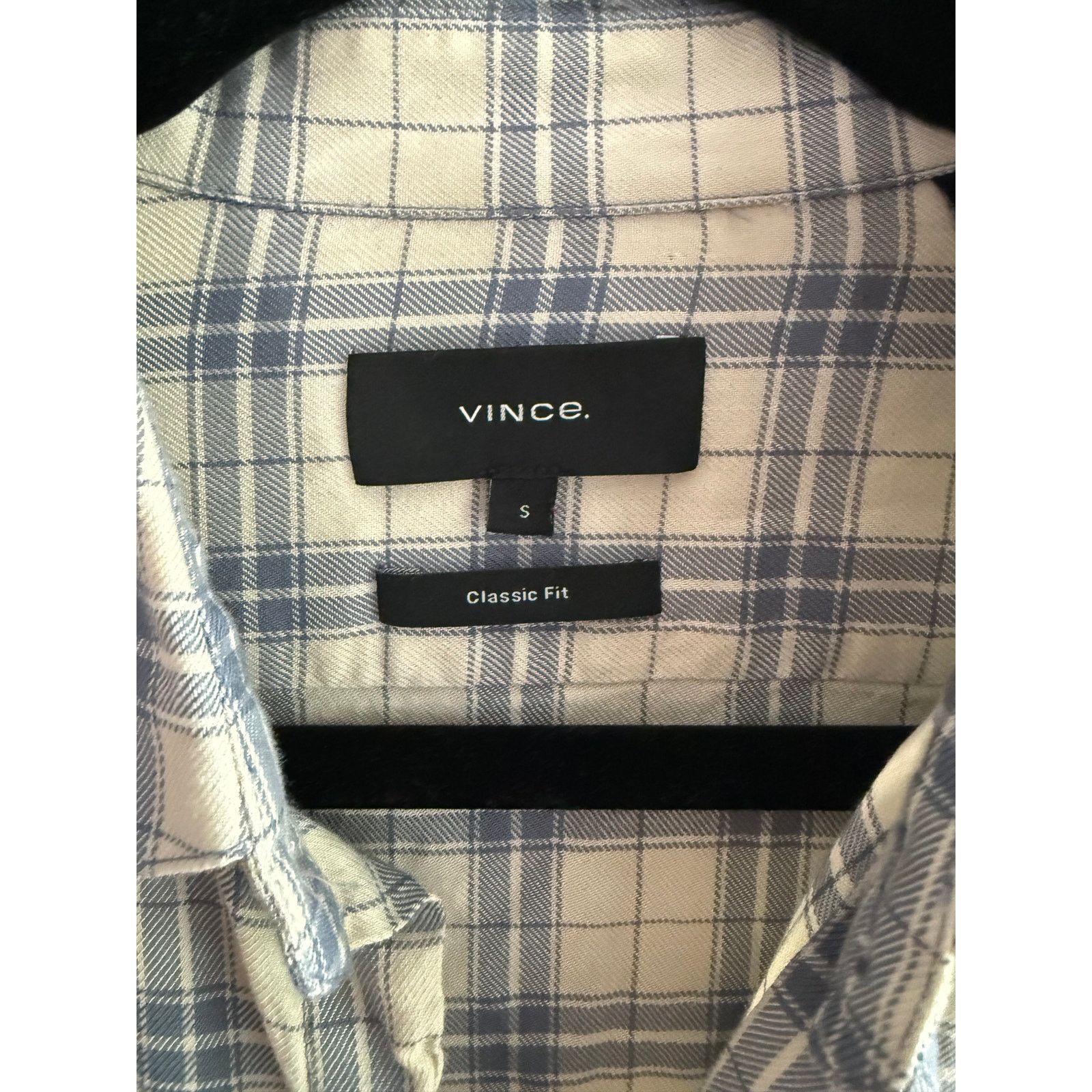 Vince Vince Men’s Button Down Shirt Small Blue Beige Plaid Size US S / EU 44-46 / 1 - 2 Thumbnail