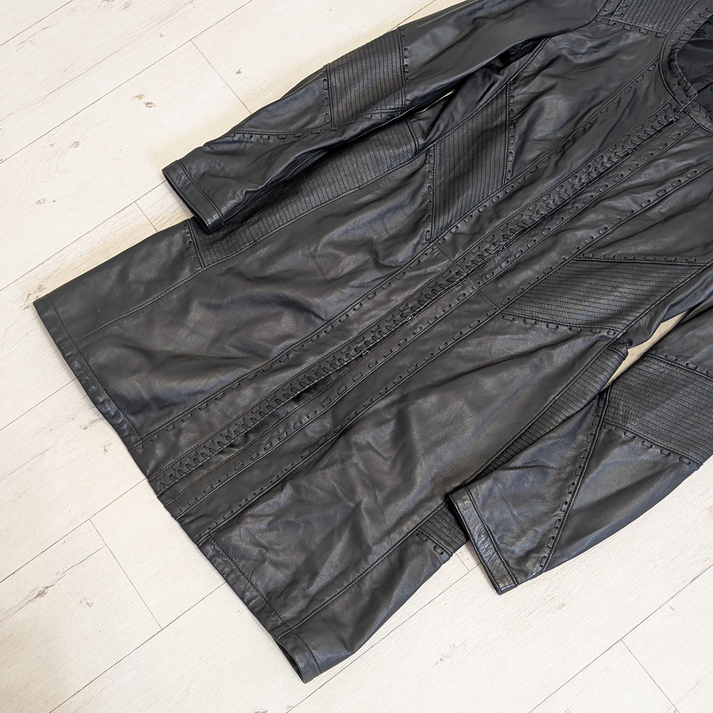 Genuine Leather Marc Cain Black Leather Long Coat Jacket Size N2 Colour 900 Size M / US 6-8 / IT 42-44 - 9 Thumbnail