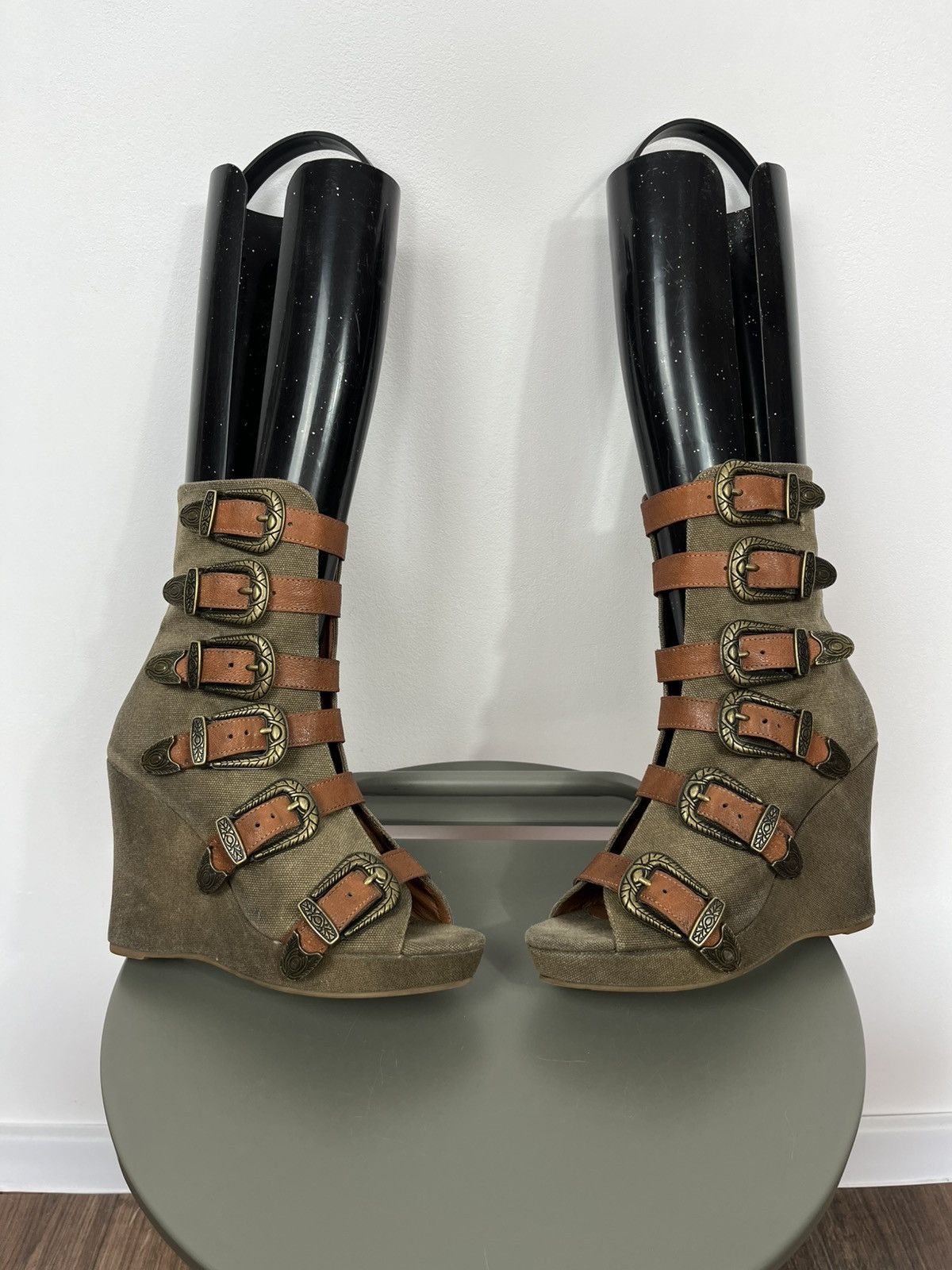 Other Gladiator Wedge Sandals Multi Buckle Straps Canvas EU 38 Size US 7 / IT 37 - 1 Thumbnail