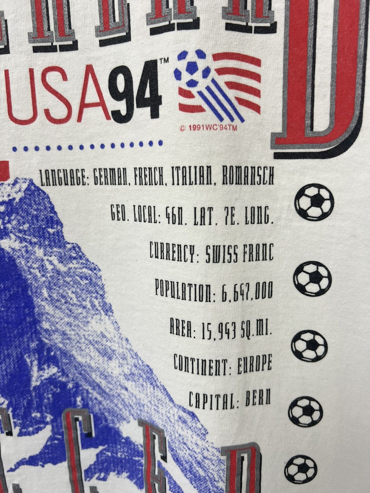Vintage Switzerland 1991 World Cup USA 1994 T shirt Swiss Tee Sz L Size US L / EU 52-54 / 3 - 13 Thumbnail