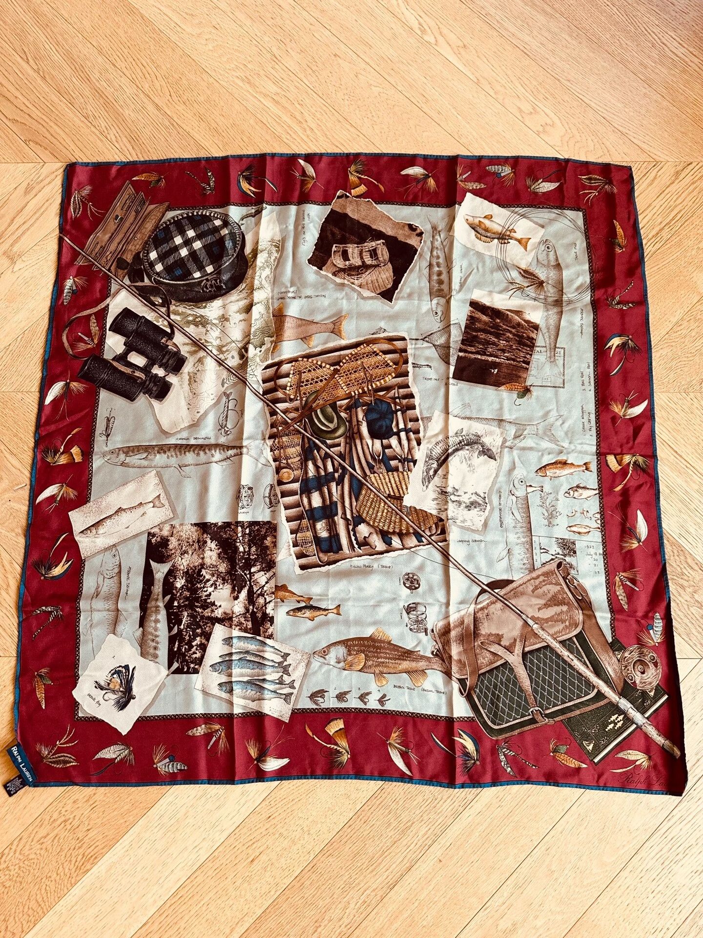 Ralph Lauren Silk Fishing Print Scarf