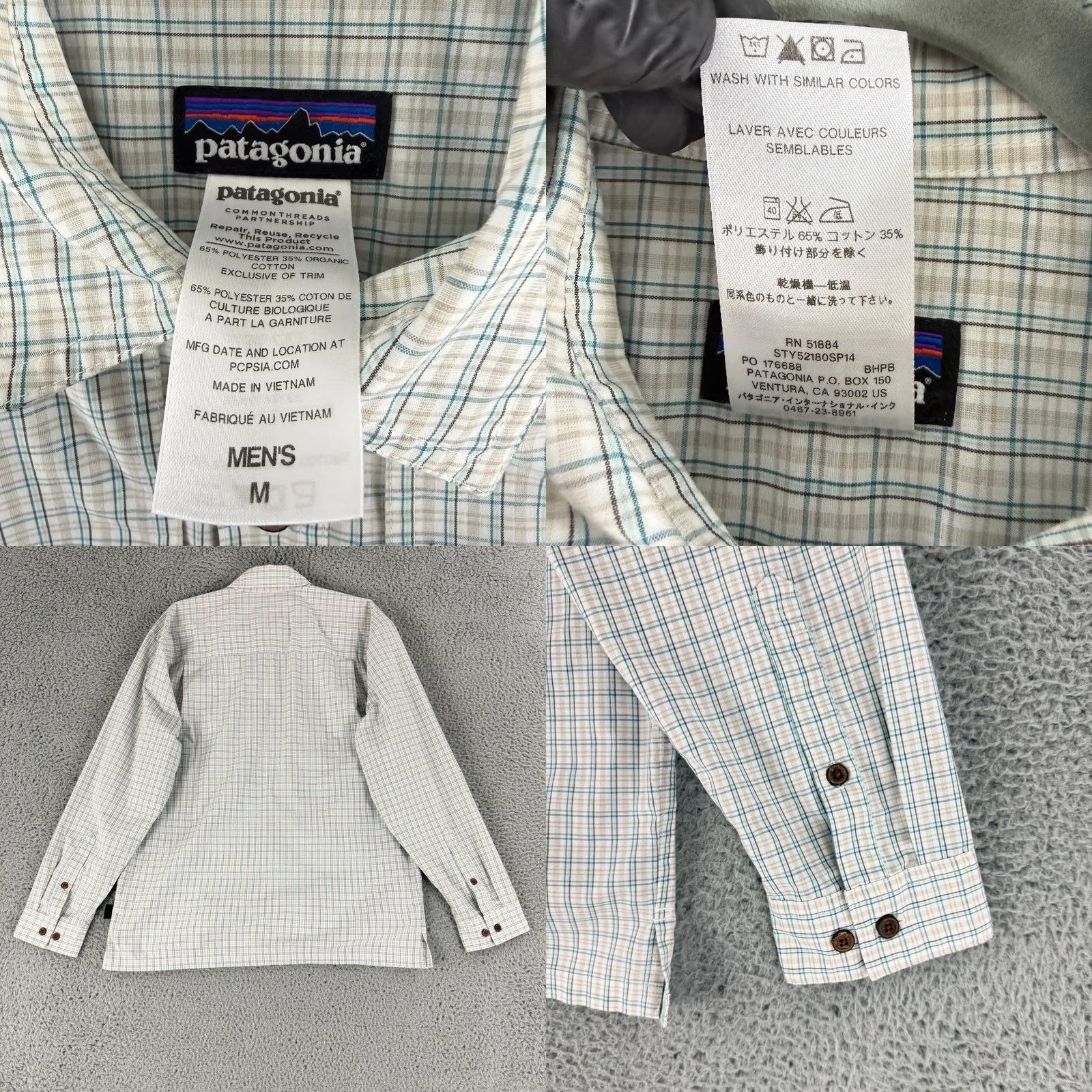 Patagonia Patagonia Shirt Men Medium Blue Tan Long Sleeve Plaid Button-Down Organic Cotton Size US M / EU 48-50 / 2 - 8 Thumbnail