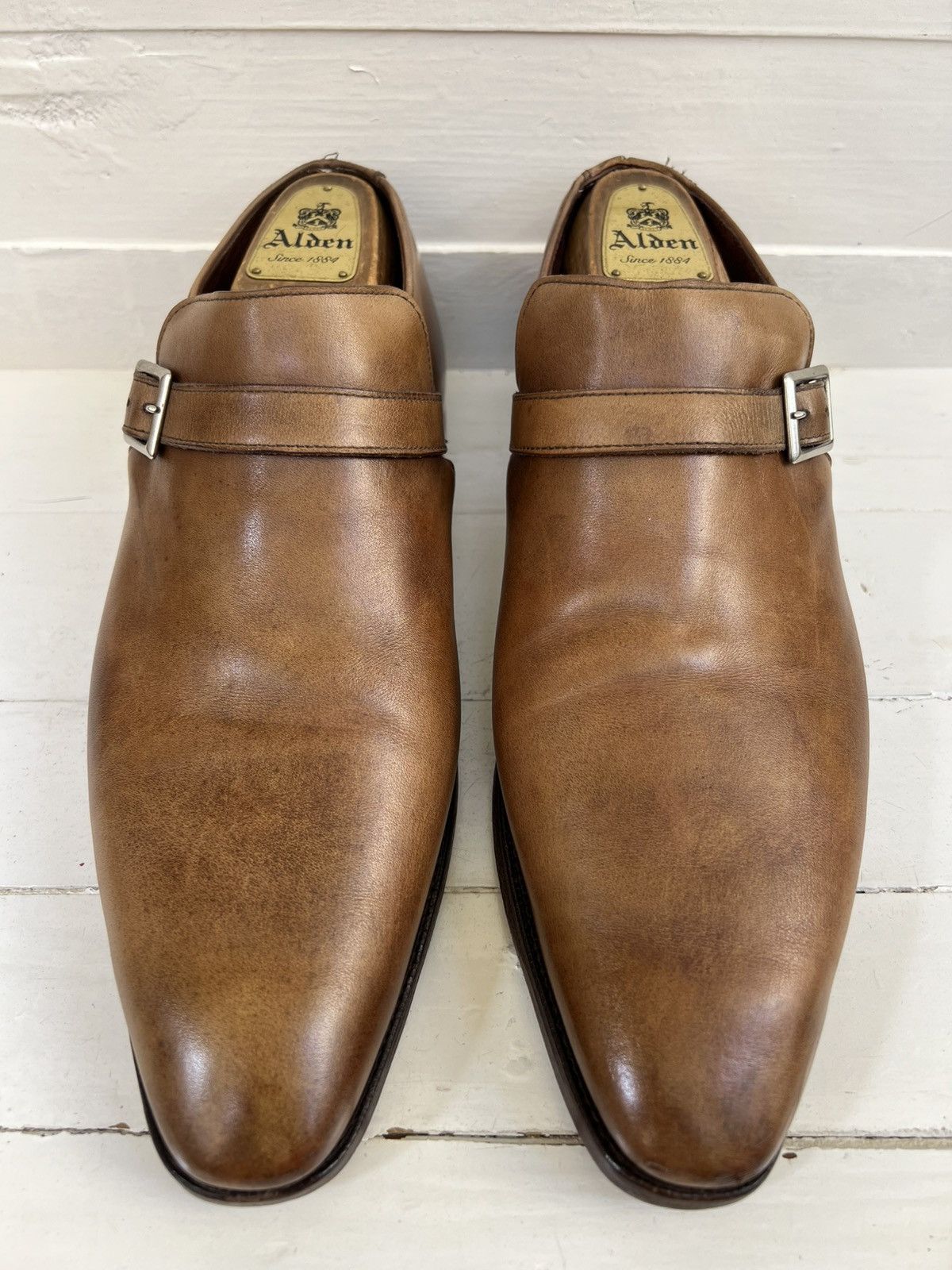 Crockett & Jones Crockett & Jones Portman Brown Leather Monk Strap Shoes Size US 8 / EU 41 - 2 Thumbnail