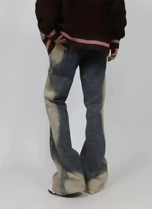 VIBE Men Washable Tie Dyed Flared Baggy Jeans Size US 28 / EU 44 - 4 Thumbnail