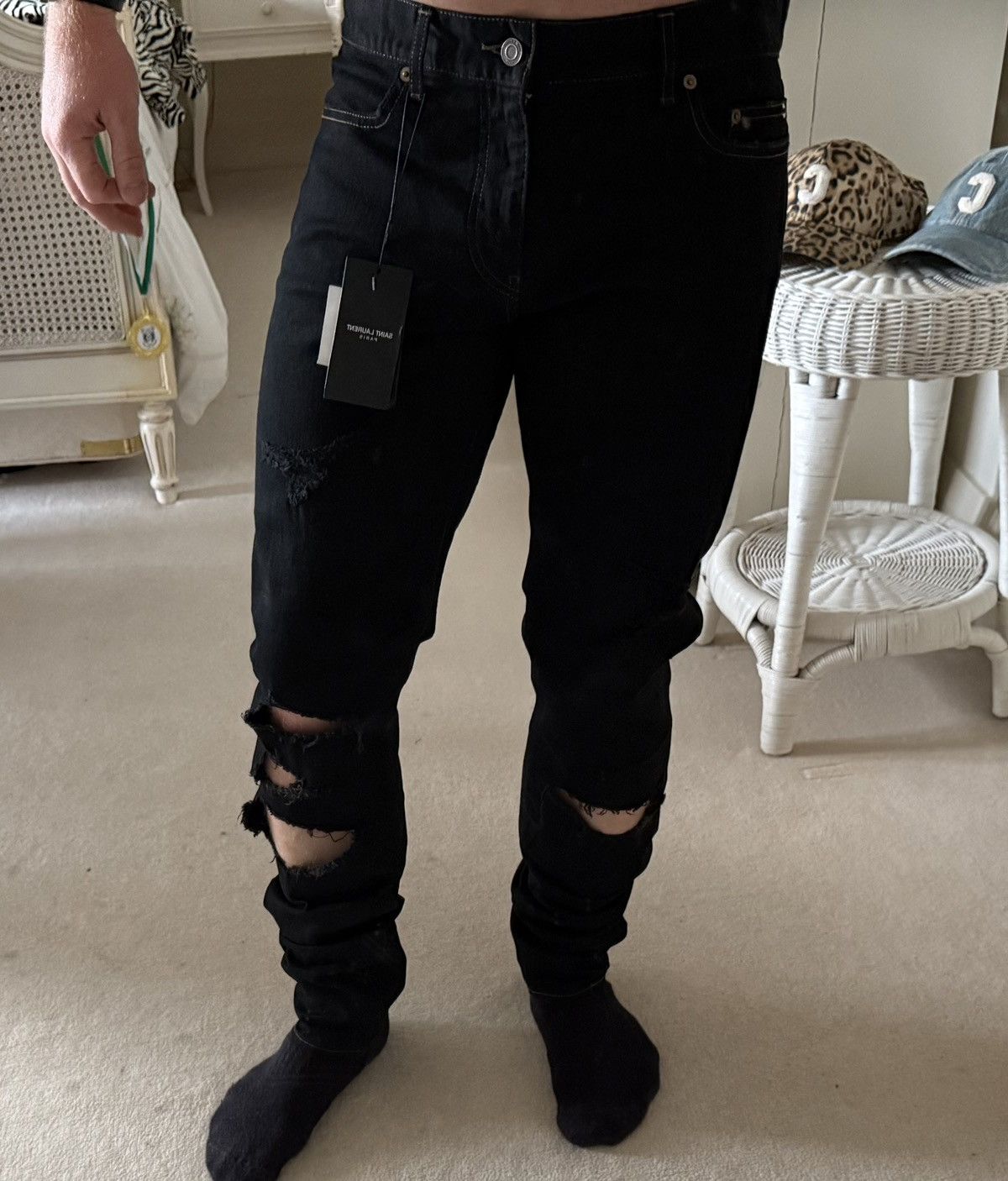 Saint Laurent Paris SS16 Saint Laurent surf sound crash trash black ripped jeans Size US 32 / EU 48 - 3 Thumbnail