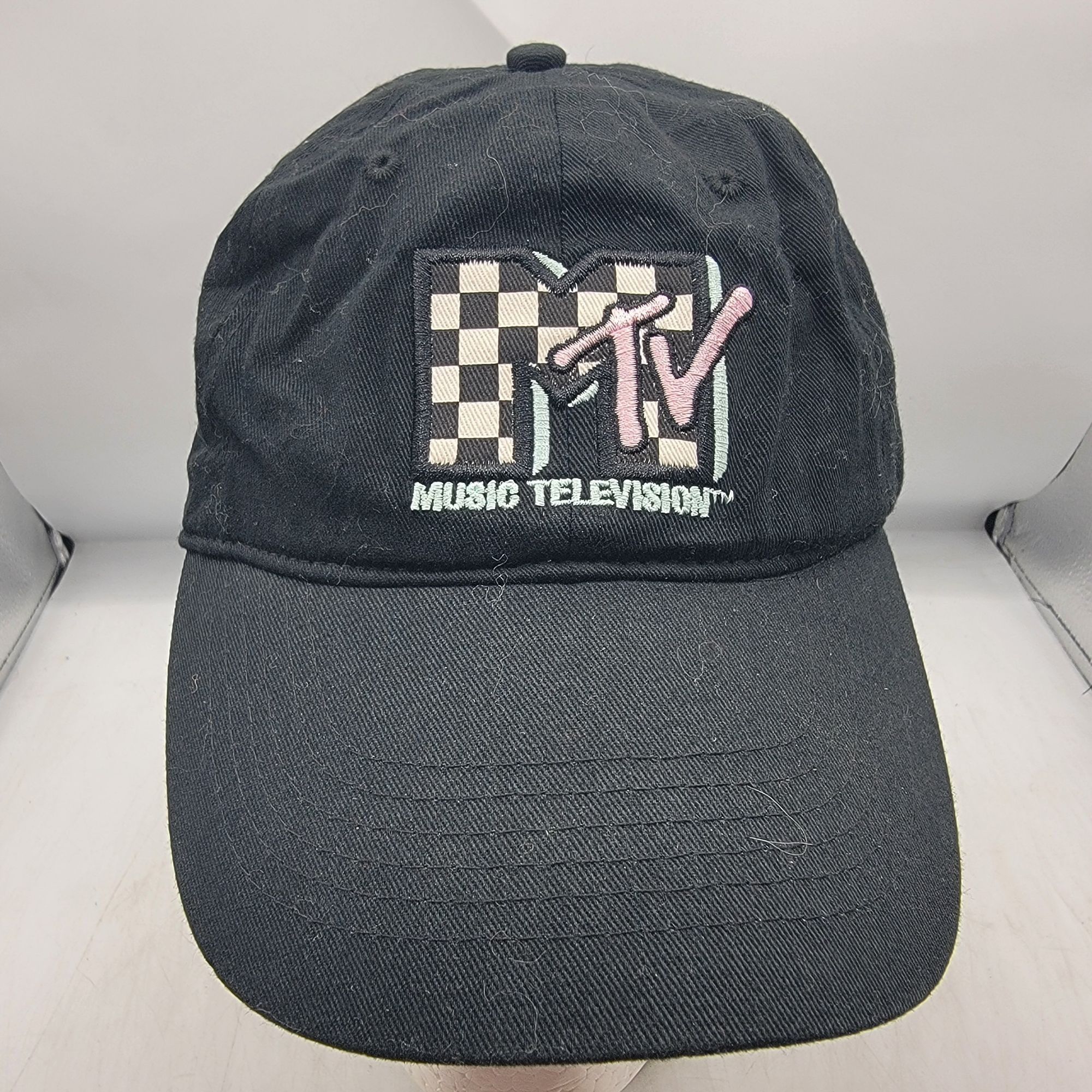 Mtv MTV Music Television Checkered Logo Black Adjustable Hat Cap Size ONE SIZE - 1 Thumbnail