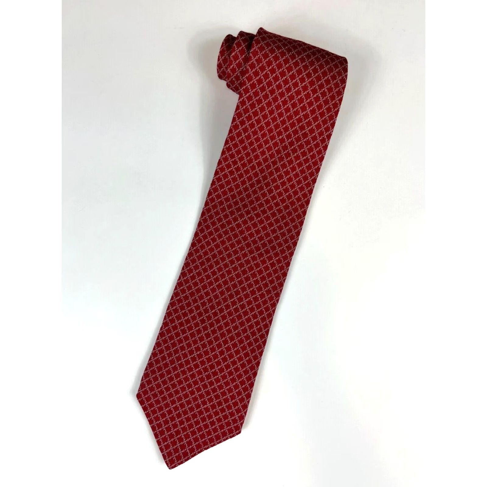 Emporio Armani VINTAGE Emporio Armani Tie Men’s Tie Silk Wool Blend Made in Italy Red 57.5" Wide 3 7/8" Geometric Designer Vintage Italy Silk Wool Blend Handmade Size ONE SIZE - 2 Thumbnail