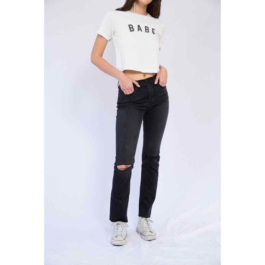 Frame FRAME Denim Le High Straight Molony Black Jeans SZ 25 Size 25" / US 0 / IT 36 - 1 Thumbnail
