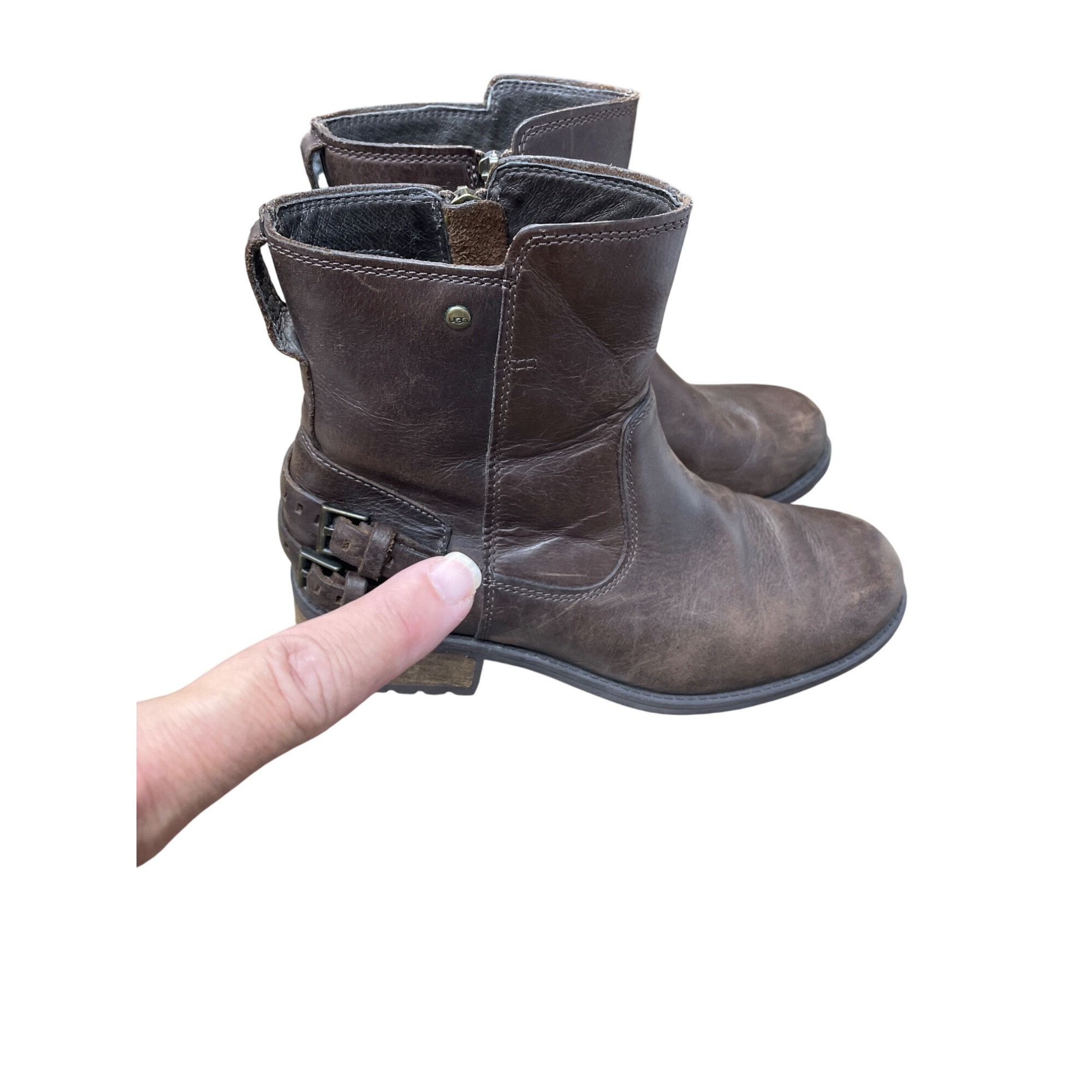 Ugg UGG Womens Brown Leather Ankle Moto Boots Size 8 SKU 9280 Size US 8 / IT 38 - 15 Thumbnail