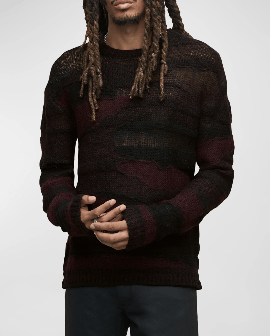 John Varvatos John Varvatos Men's Stanly Bicolor Open-Knit Sweater Size US XXL / EU 58 / 5 - 4 Thumbnail